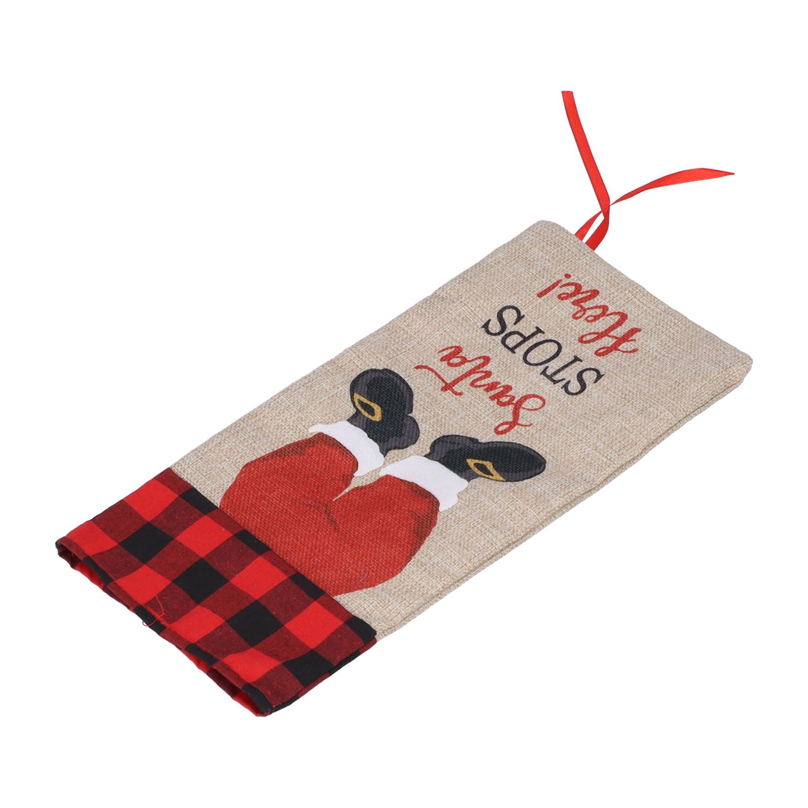 Christmas Santa Grid Design Champagne Bottle Cover Bag Sleeve Christmas Gifts for PartyRed Black Grid - Image 8
