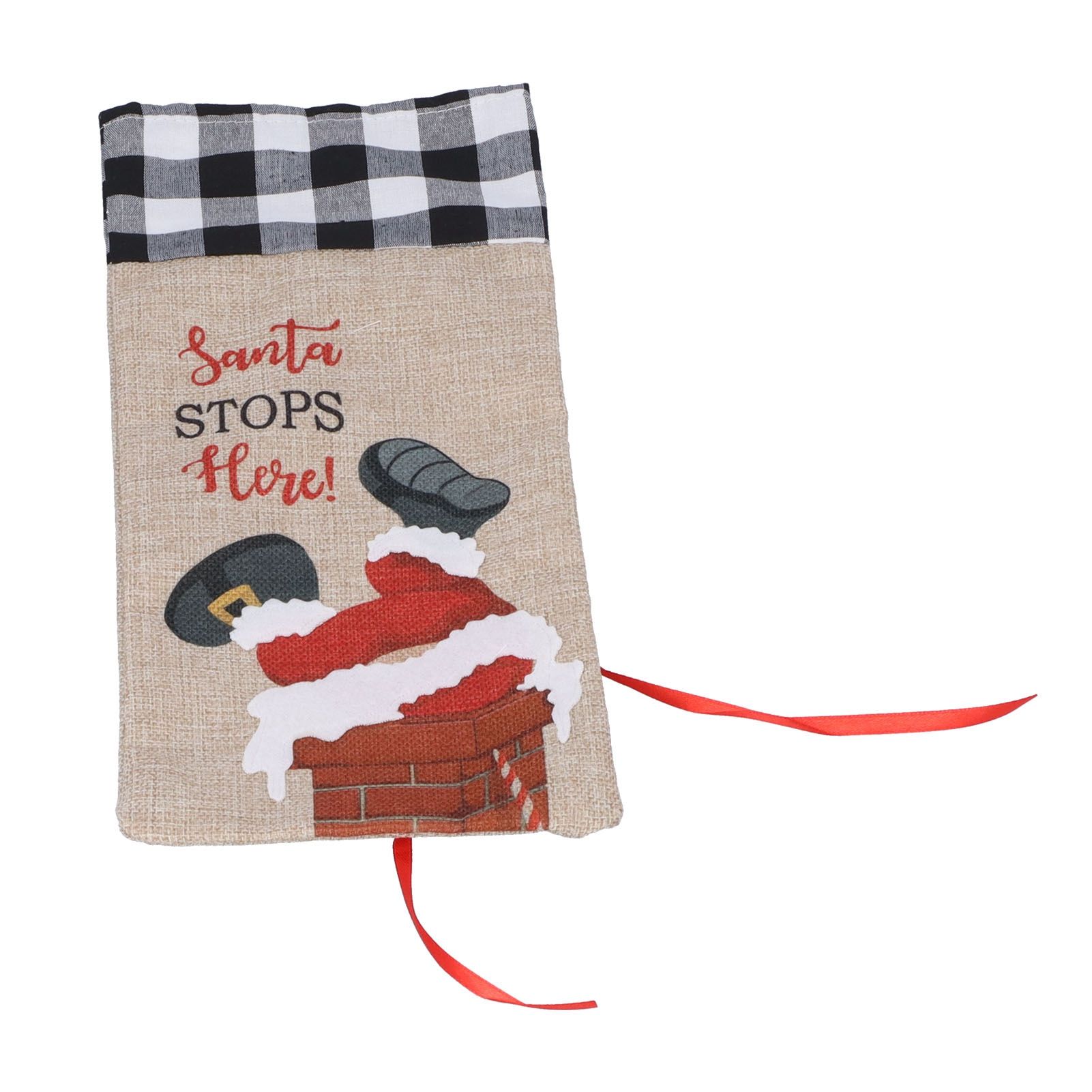 Christmas Santa Grid Design Champagne Bottle Cover Bag Sleeve Christmas Gifts for PartyBlack White Grid - Image 1