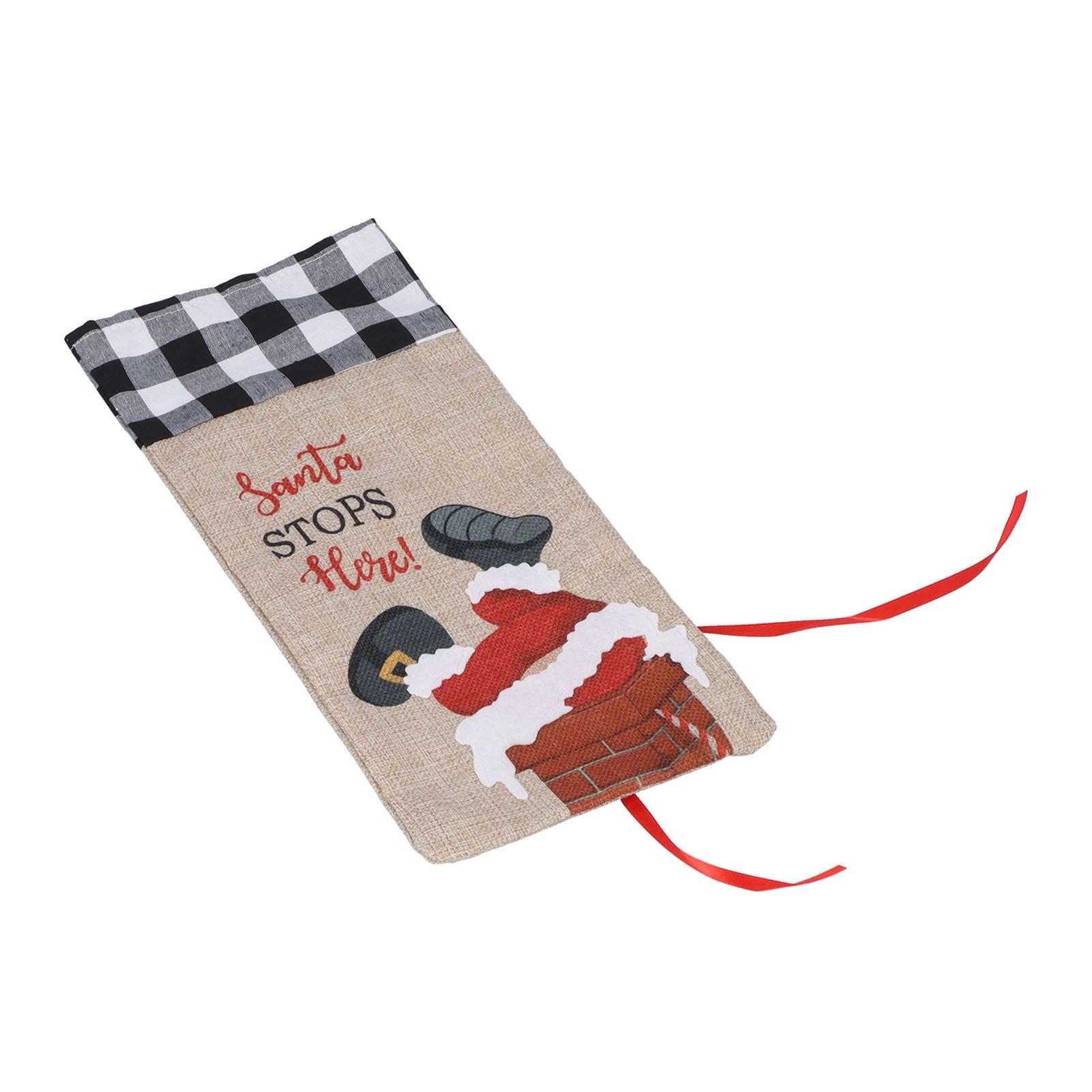 Christmas Santa Grid Design Champagne Bottle Cover Bag Sleeve Christmas Gifts for PartyBlack White Grid - Image 4