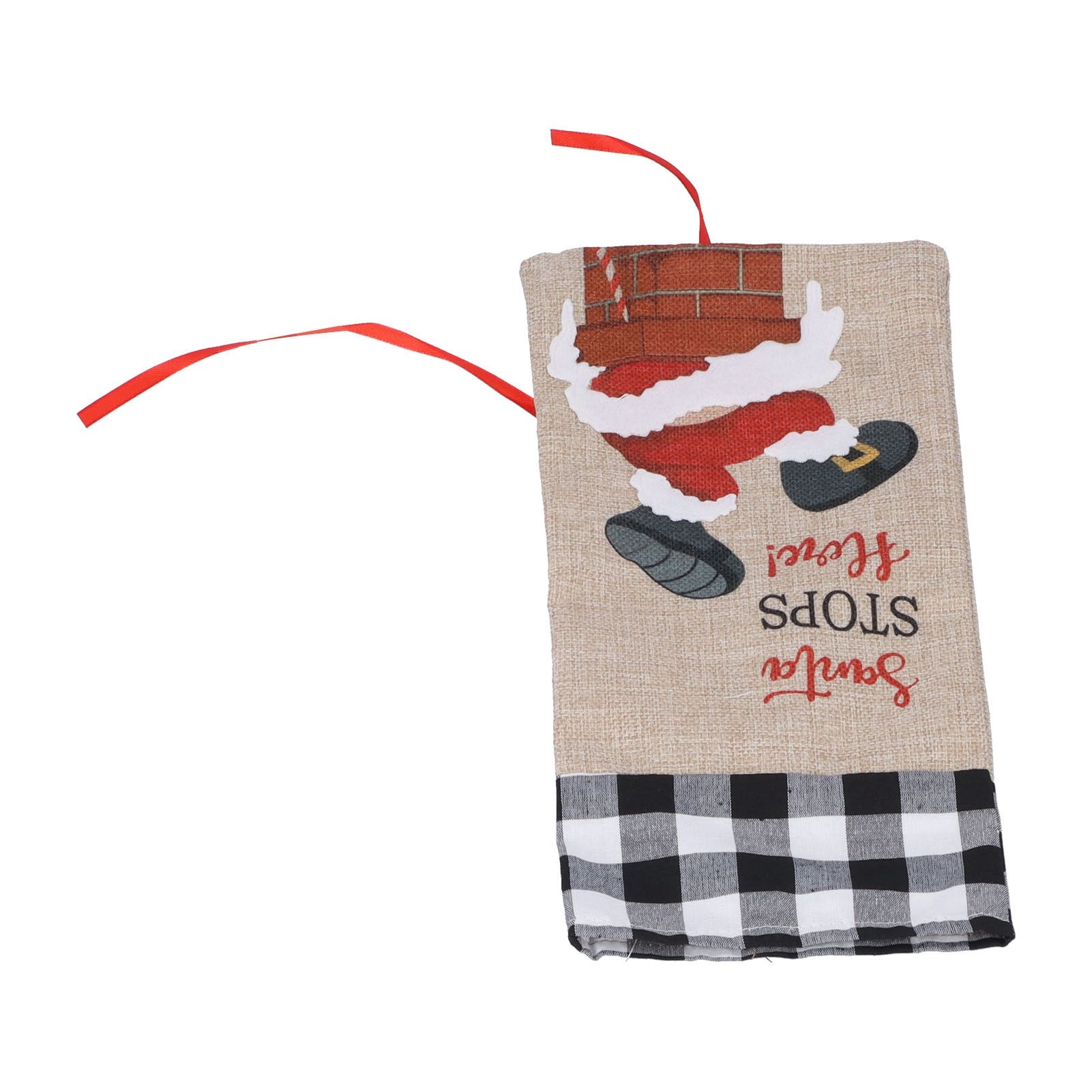 Christmas Santa Grid Design Champagne Bottle Cover Bag Sleeve Christmas Gifts for PartyBlack White Grid - Image 5