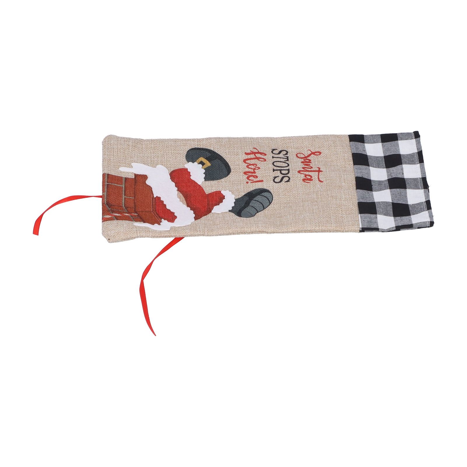 Christmas Santa Grid Design Champagne Bottle Cover Bag Sleeve Christmas Gifts for PartyBlack White Grid - Image 6