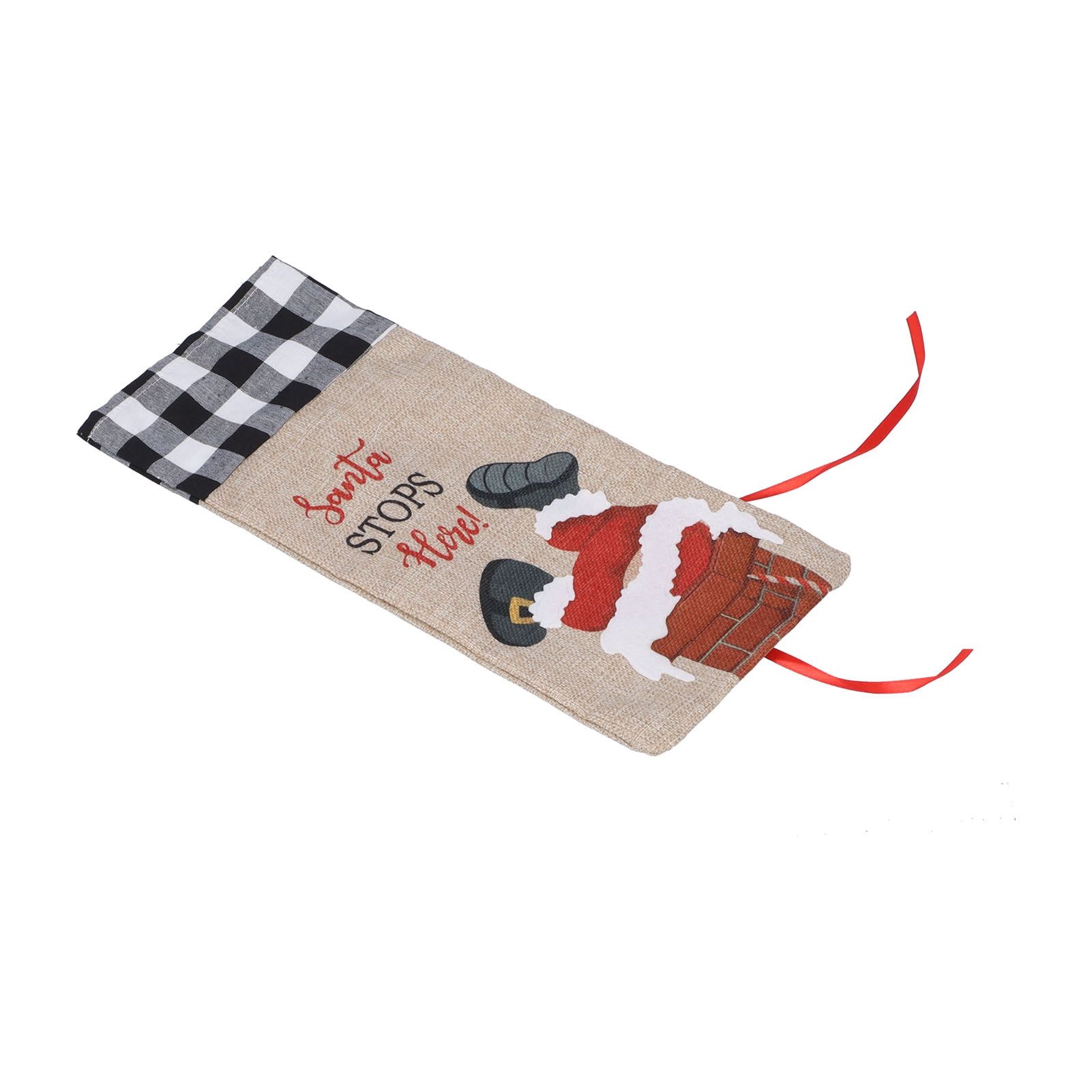 Christmas Santa Grid Design Champagne Bottle Cover Bag Sleeve Christmas Gifts for PartyBlack White Grid - Image 7