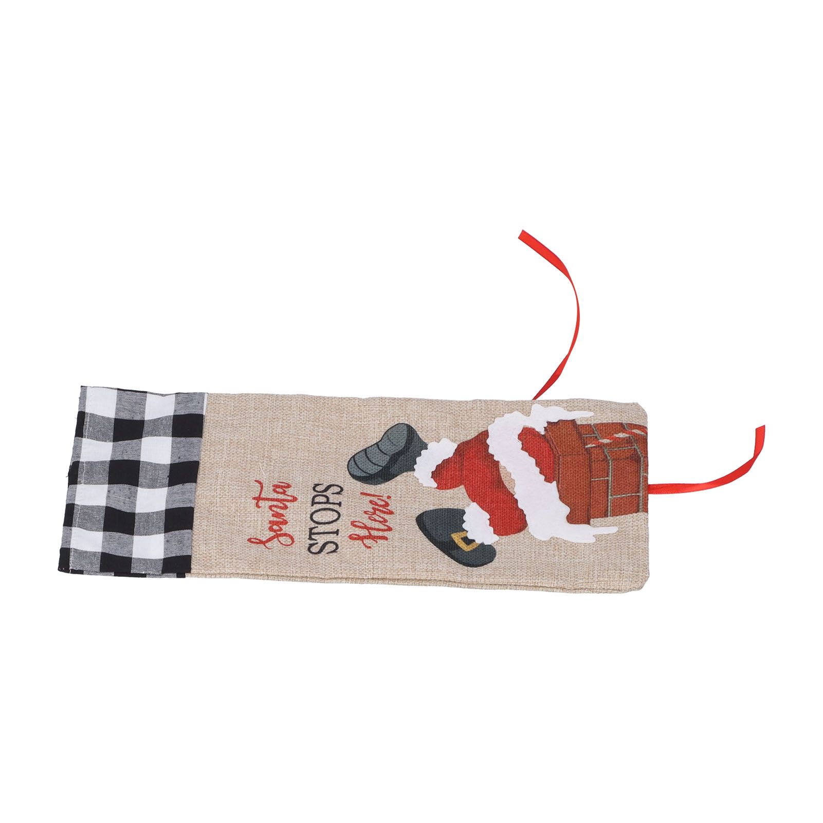 Christmas Santa Grid Design Champagne Bottle Cover Bag Sleeve Christmas Gifts for PartyBlack White Grid - Image 8