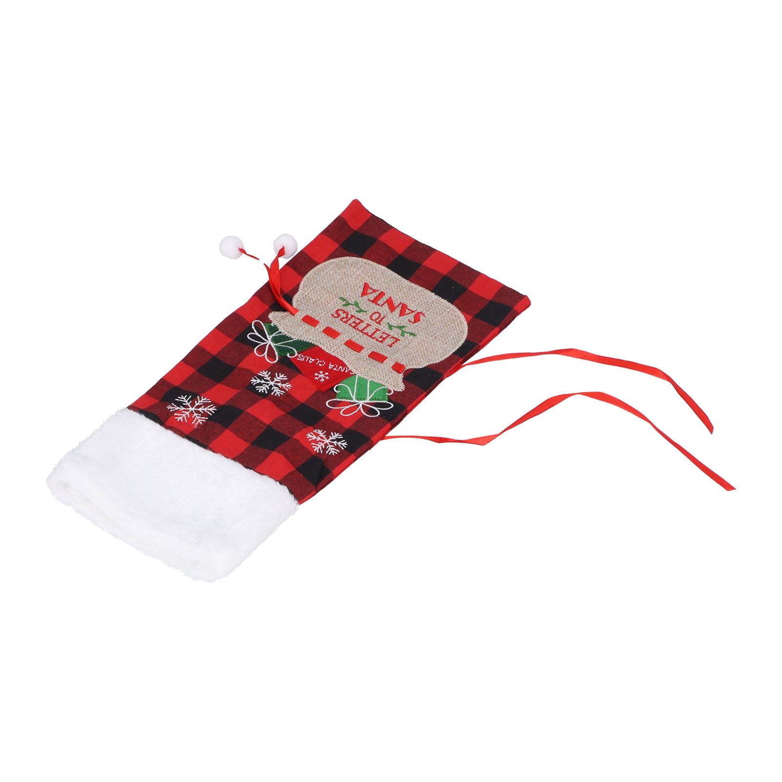 Square Grid Design Wine Bottle Cover Wine Bottle Sweater Bag for Home Christmas Party Home BarRed Black Grid - Image 4