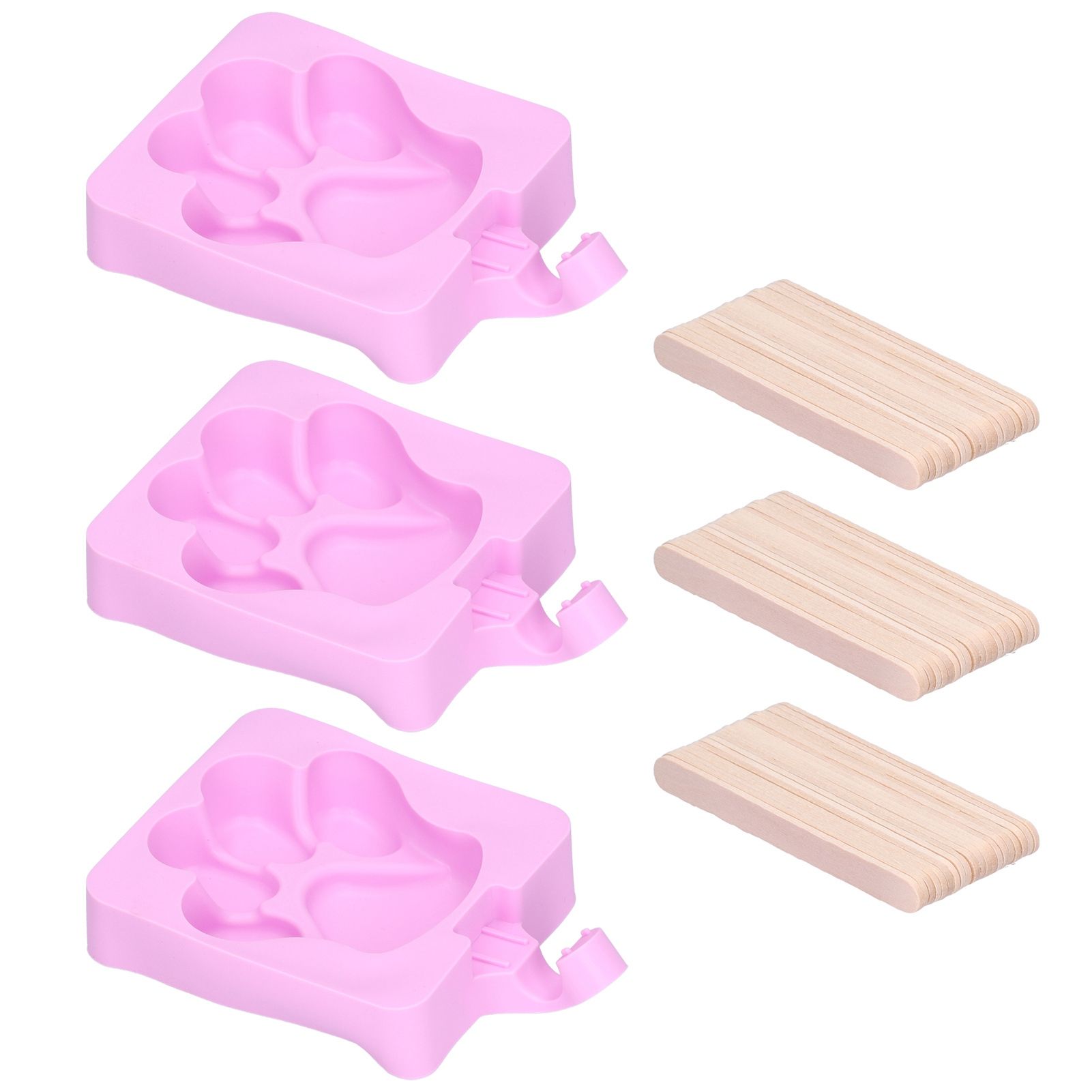3Pcs Cute Cat Claw Design Ice Cream Mold Silicone Cake Ice Bar Making Mold for Kitchen - Image 1