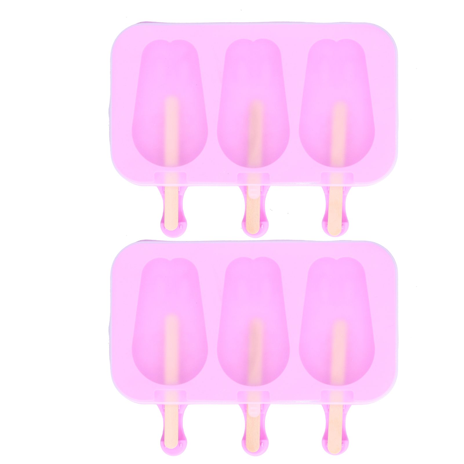 2Pcs 3 Grid Silicone Ice Cream Mold with Lid Rabbit Shaped Mold for Summer Home Kitchen - Image 1