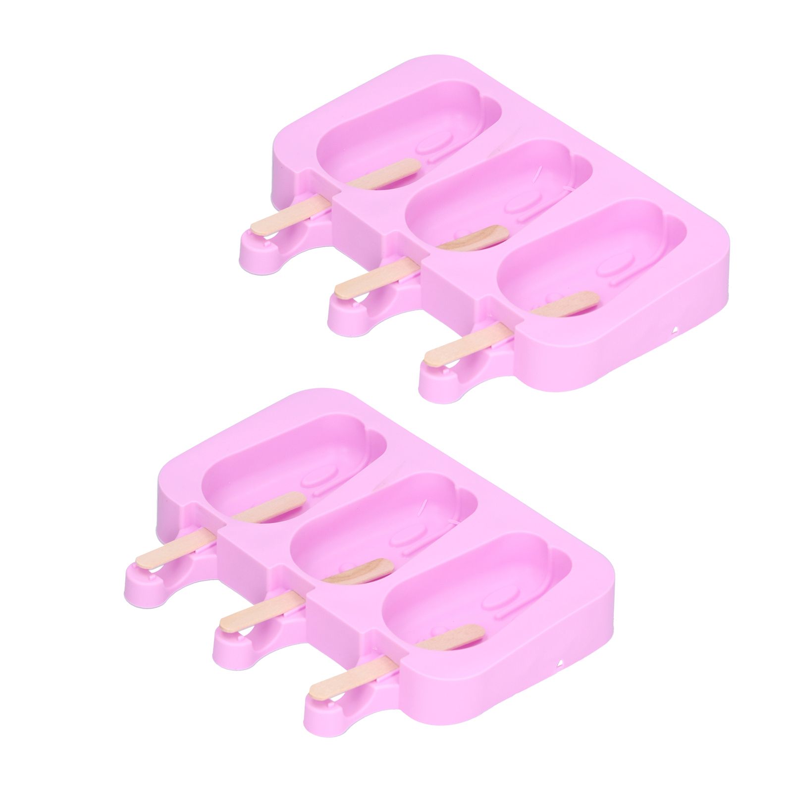 2Pcs 3 Grid Silicone Ice Cream Mold with Lid Rabbit Shaped Mold for Summer Home Kitchen - Image 2