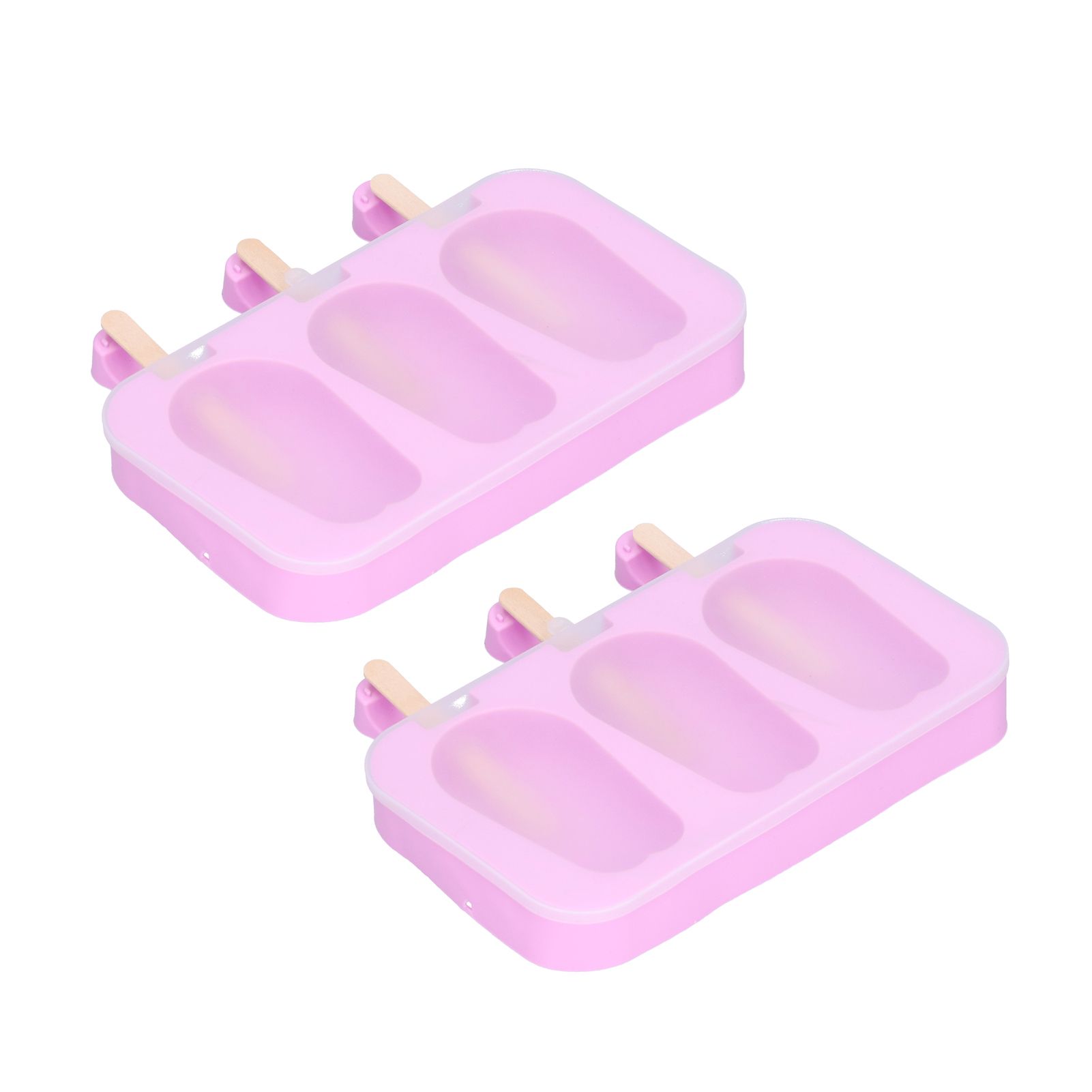 2Pcs 3 Grid Silicone Ice Cream Mold with Lid Rabbit Shaped Mold for Summer Home Kitchen - Image 3