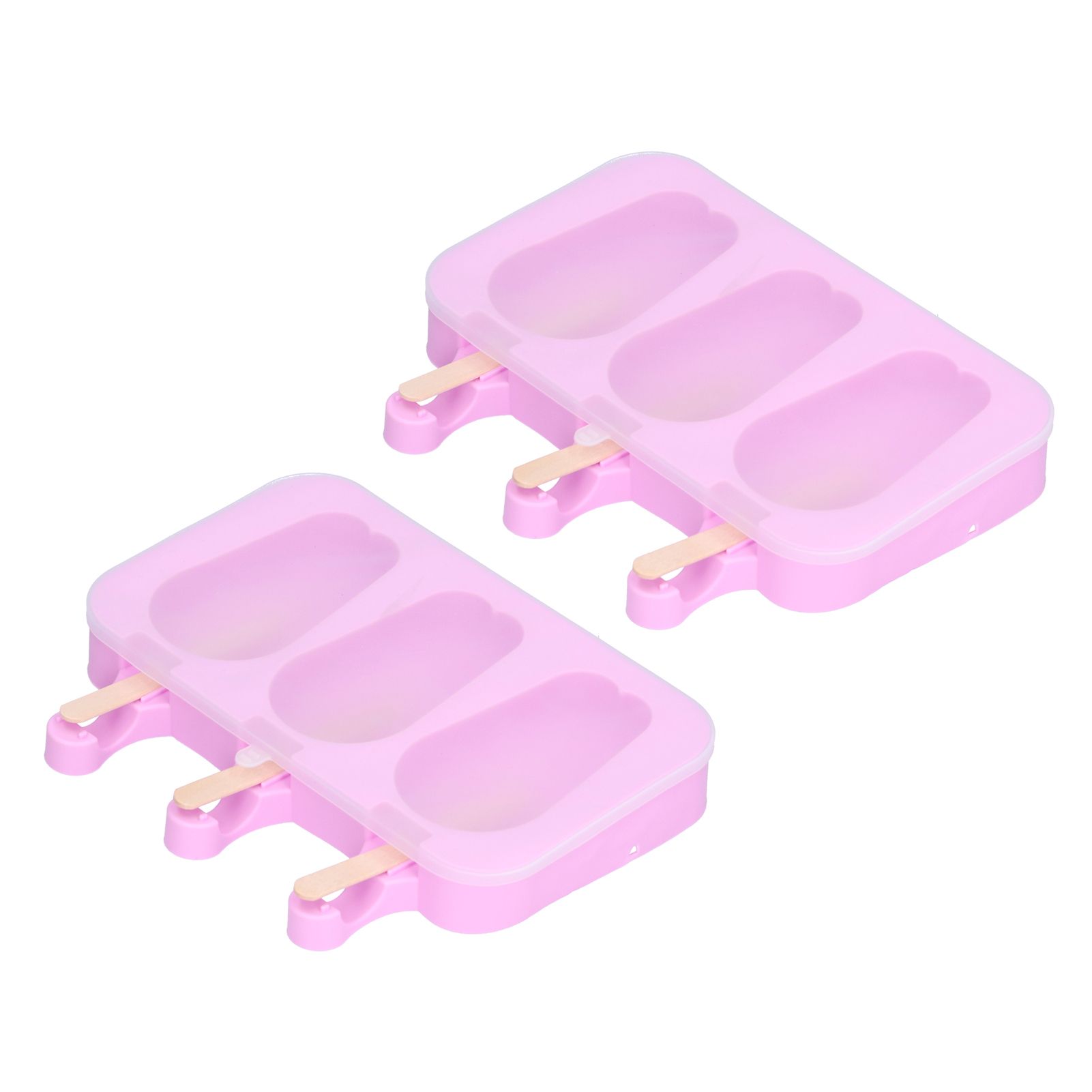2Pcs 3 Grid Silicone Ice Cream Mold with Lid Rabbit Shaped Mold for Summer Home Kitchen - Image 6