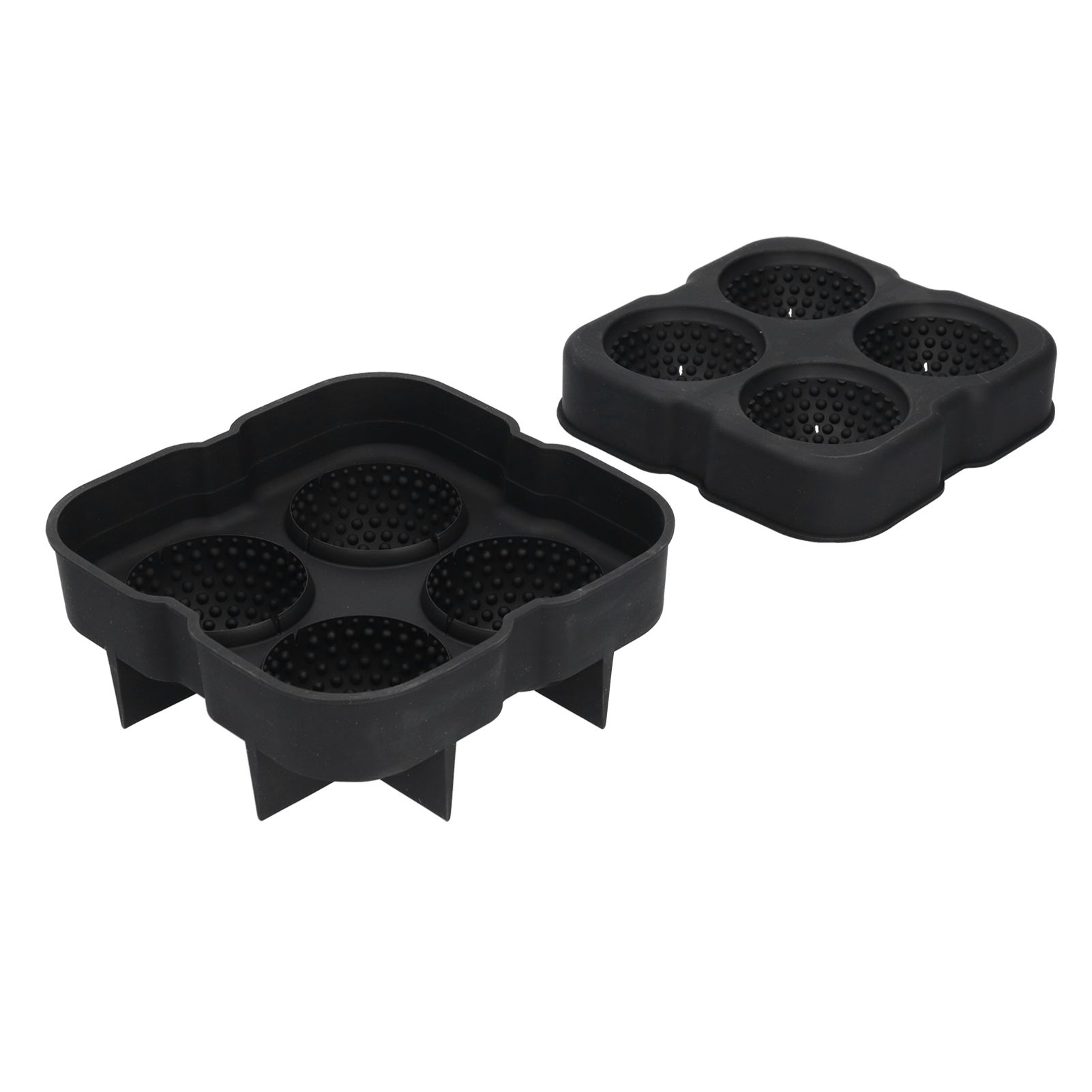 4 Grids Ice Ball Mold Reusable Food Grade Silicone Ice Ball Maker Tray Home Kitchen Utensils Black - Image 2