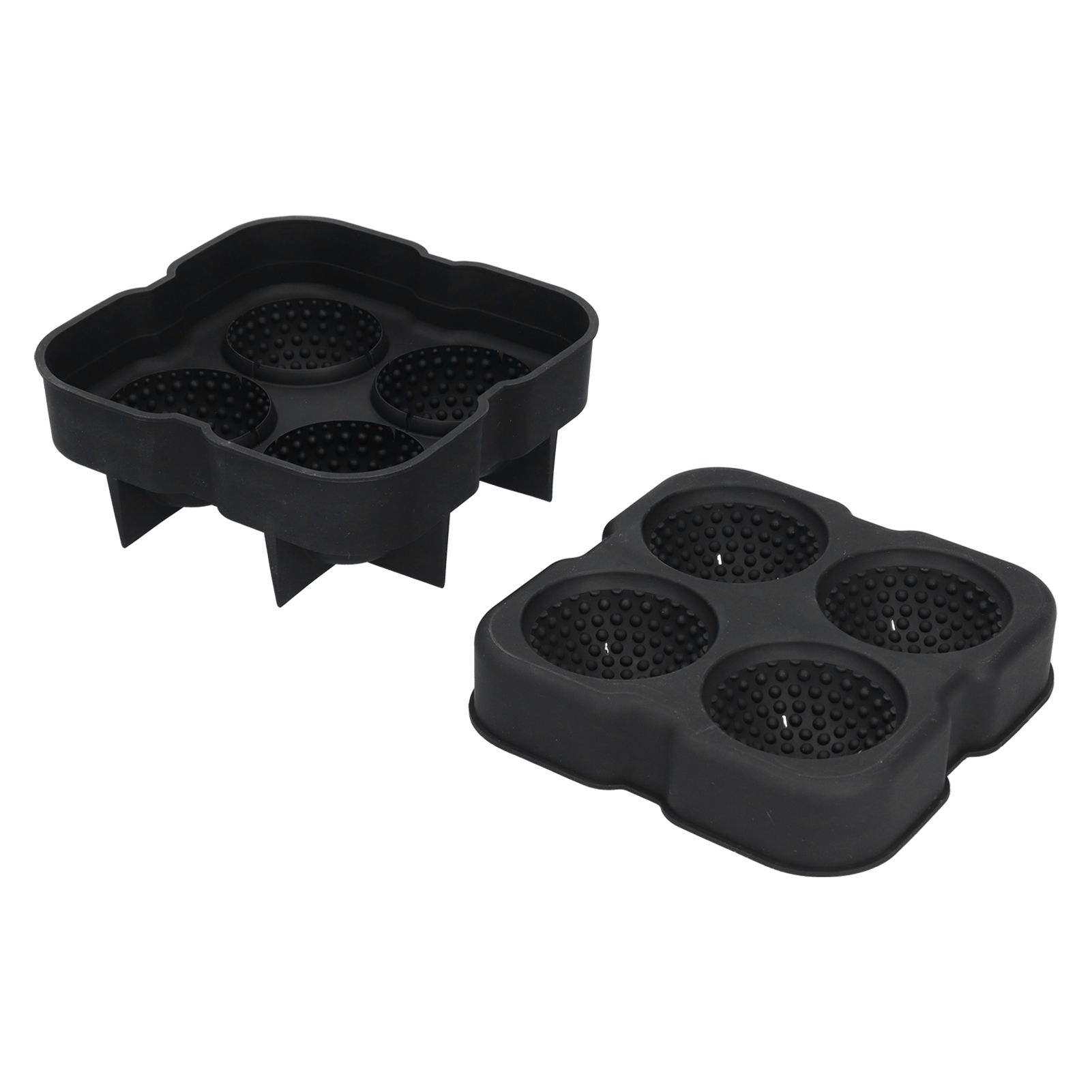 4 Grids Ice Ball Mold Reusable Food Grade Silicone Ice Ball Maker Tray Home Kitchen Utensils Black - Image 3