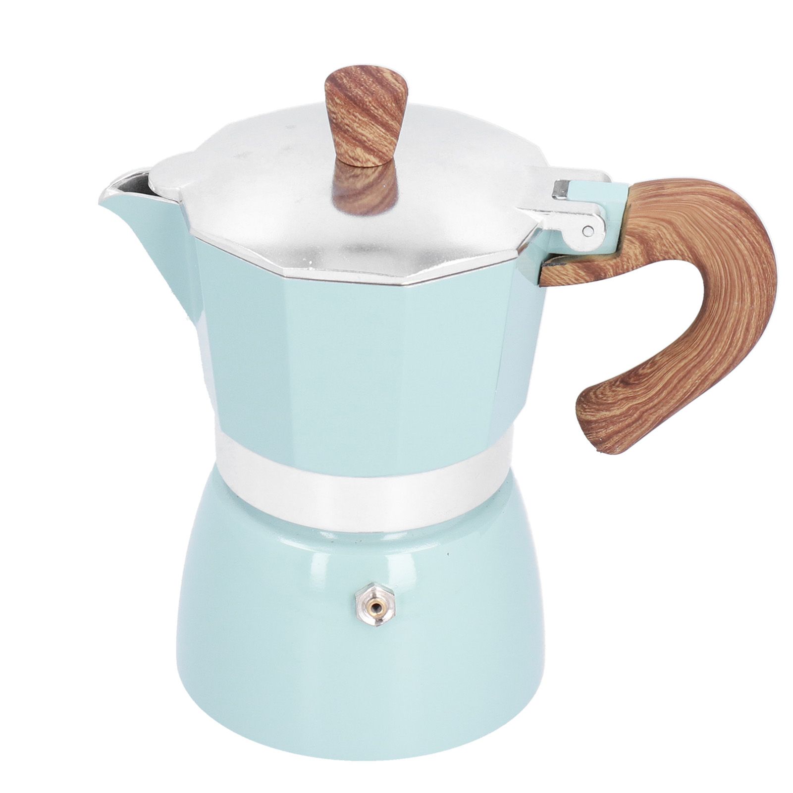 150ML Practical Aluminum Coffee Maker Octagonal Moka Coffee Pot for Home Office Kitchen ApplianceLake Blue - Image 1