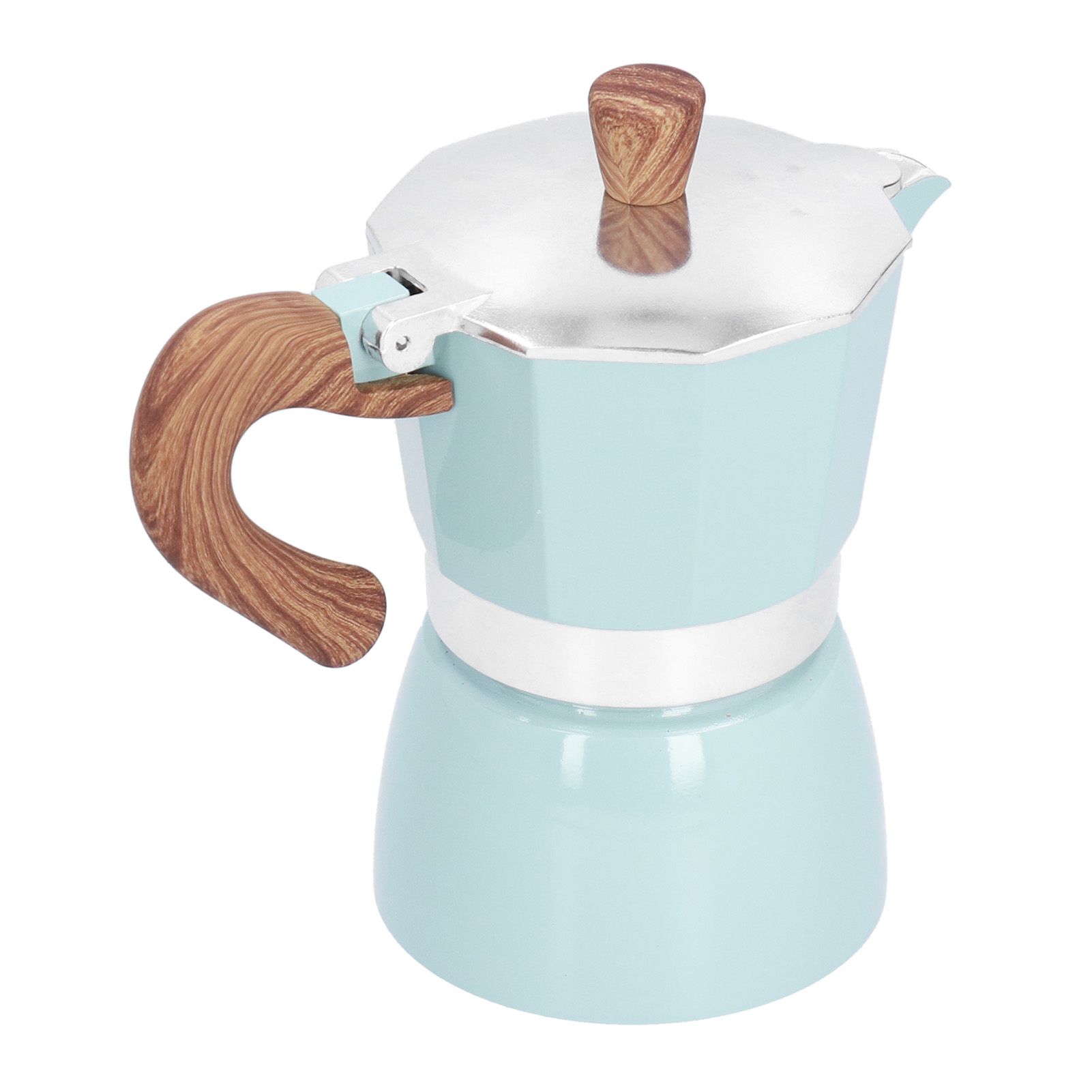 150ML Practical Aluminum Coffee Maker Octagonal Moka Coffee Pot for Home Office Kitchen ApplianceLake Blue - Image 2