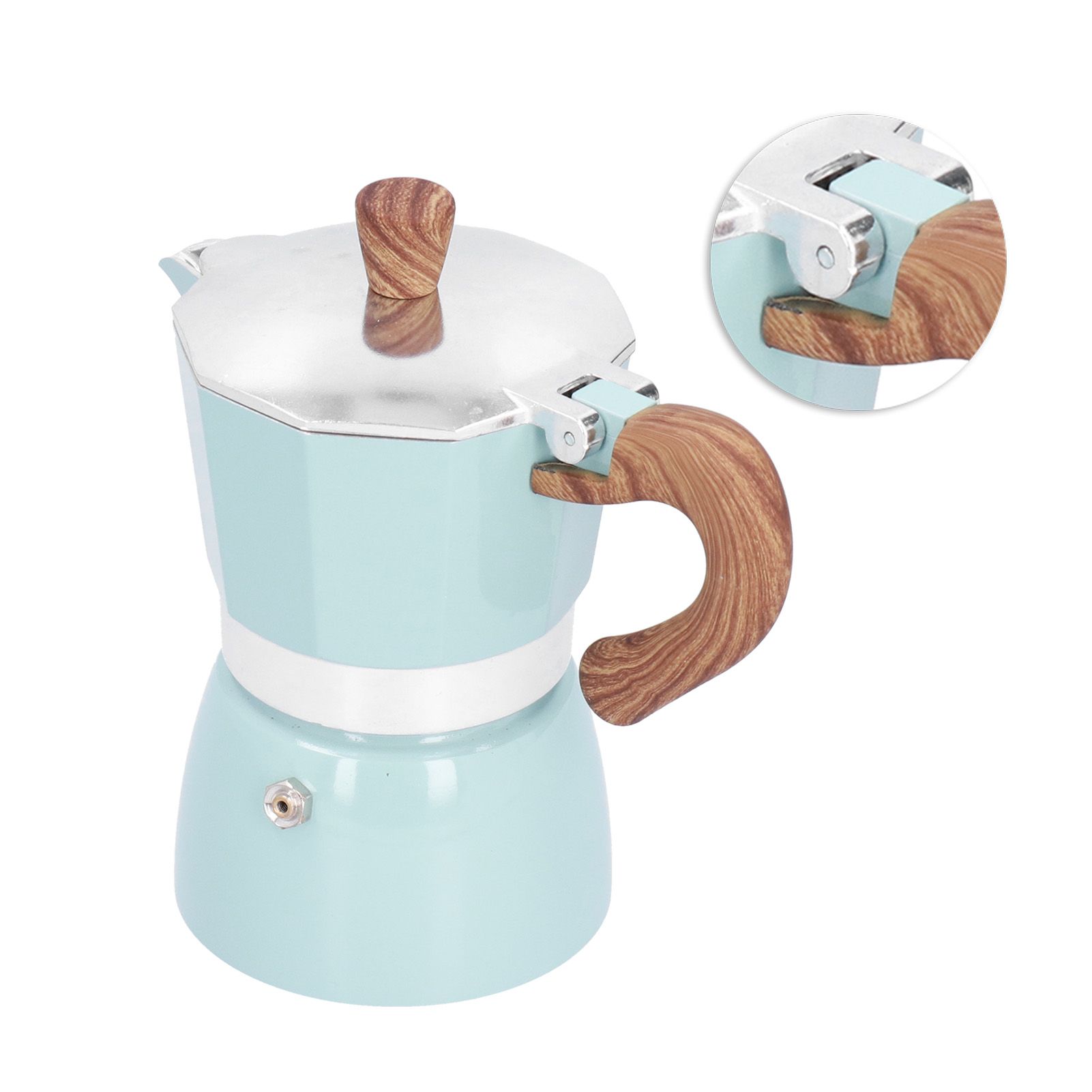 150ML Practical Aluminum Coffee Maker Octagonal Moka Coffee Pot for Home Office Kitchen ApplianceLake Blue - Image 3