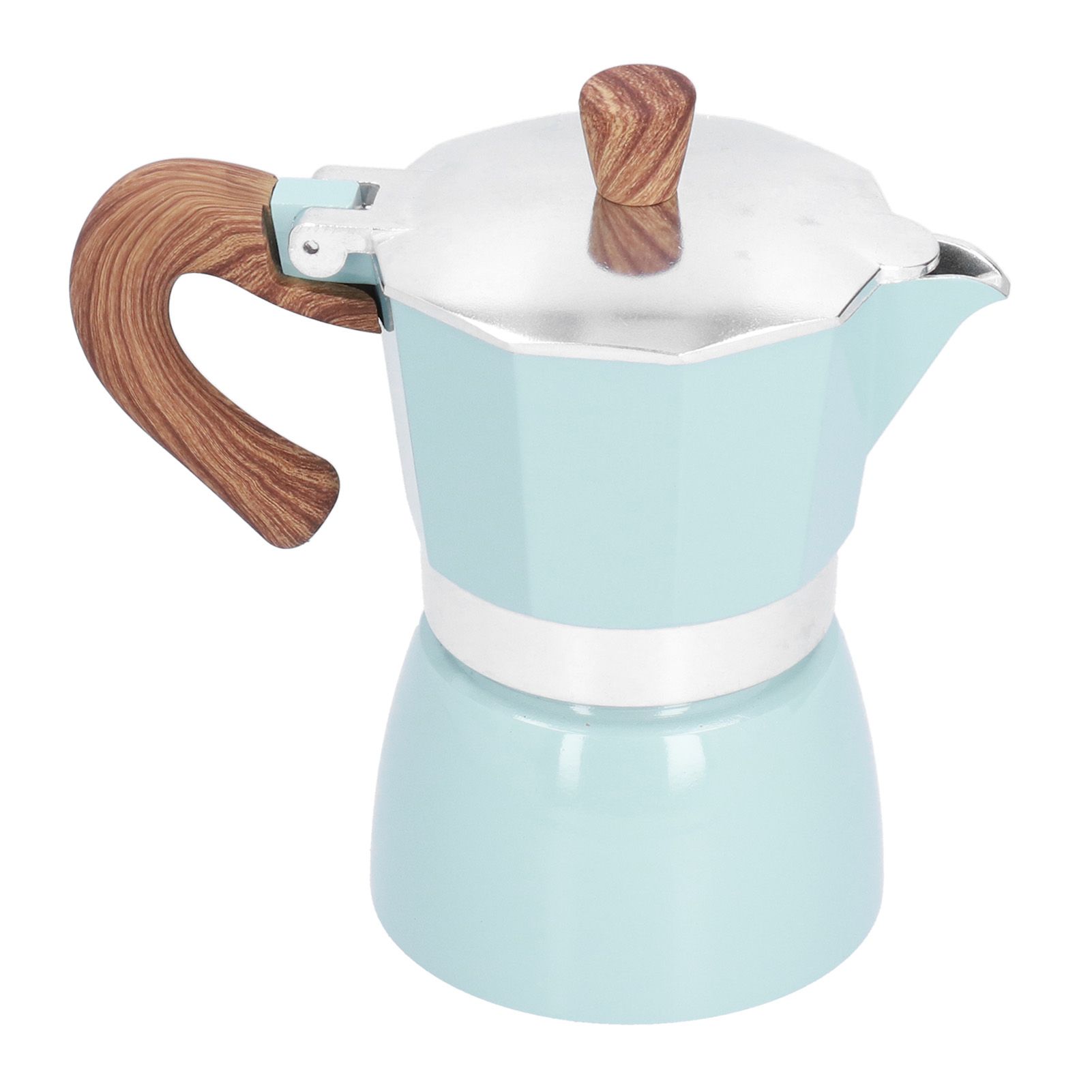 150ML Practical Aluminum Coffee Maker Octagonal Moka Coffee Pot for Home Office Kitchen ApplianceLake Blue - Image 6