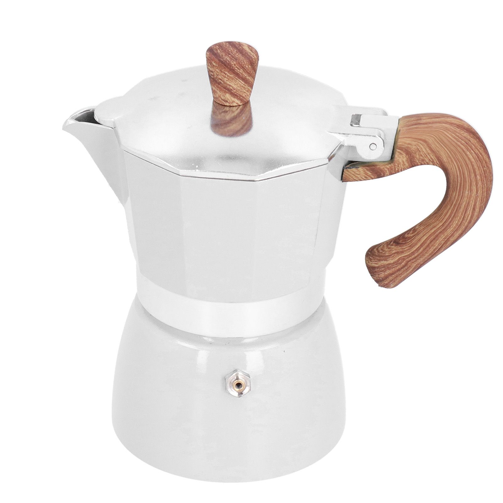 150ML Practical Aluminum Coffee Maker Octagonal Moka Coffee Pot for Home Office Kitchen ApplianceMilky White - Image 1