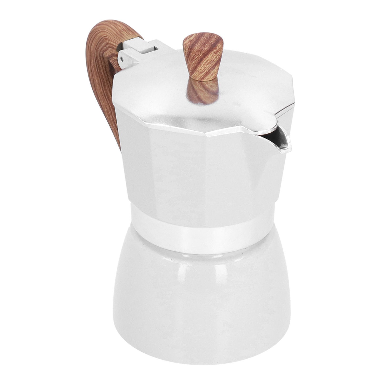 150ML Practical Aluminum Coffee Maker Octagonal Moka Coffee Pot for Home Office Kitchen ApplianceMilky White - Image 2