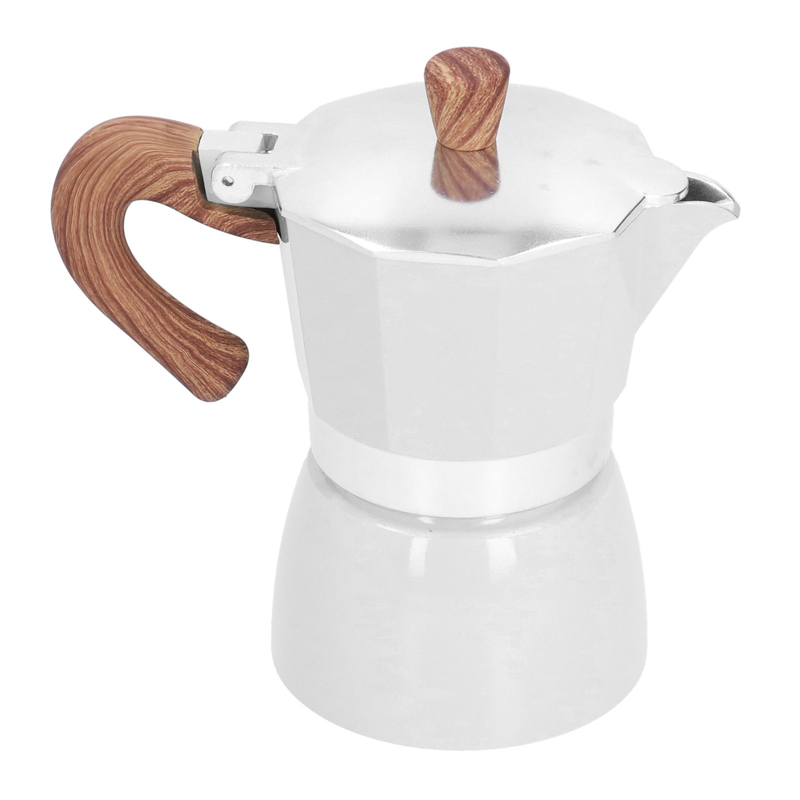150ML Practical Aluminum Coffee Maker Octagonal Moka Coffee Pot for Home Office Kitchen ApplianceMilky White - Image 3