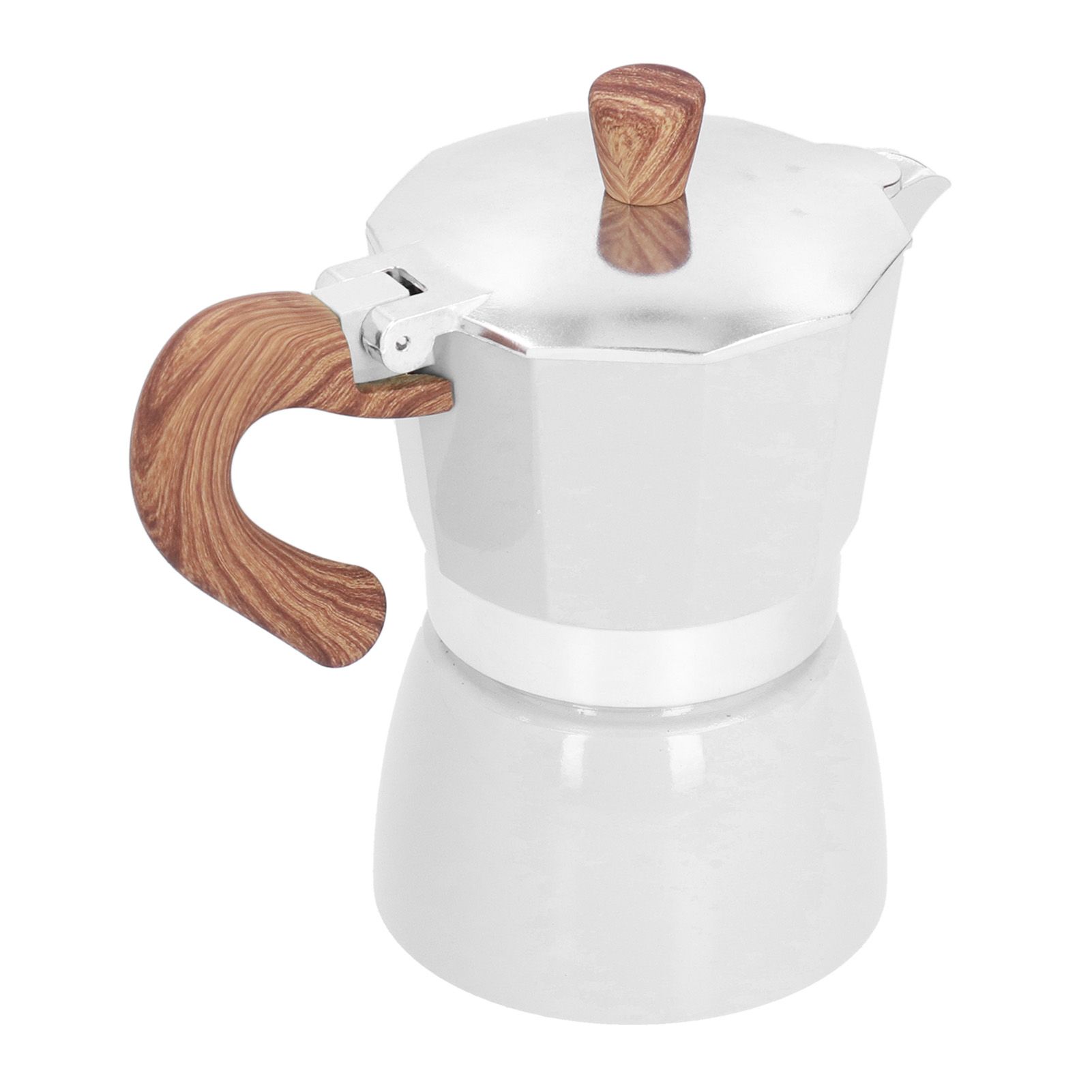 150ML Practical Aluminum Coffee Maker Octagonal Moka Coffee Pot for Home Office Kitchen ApplianceMilky White - Image 4