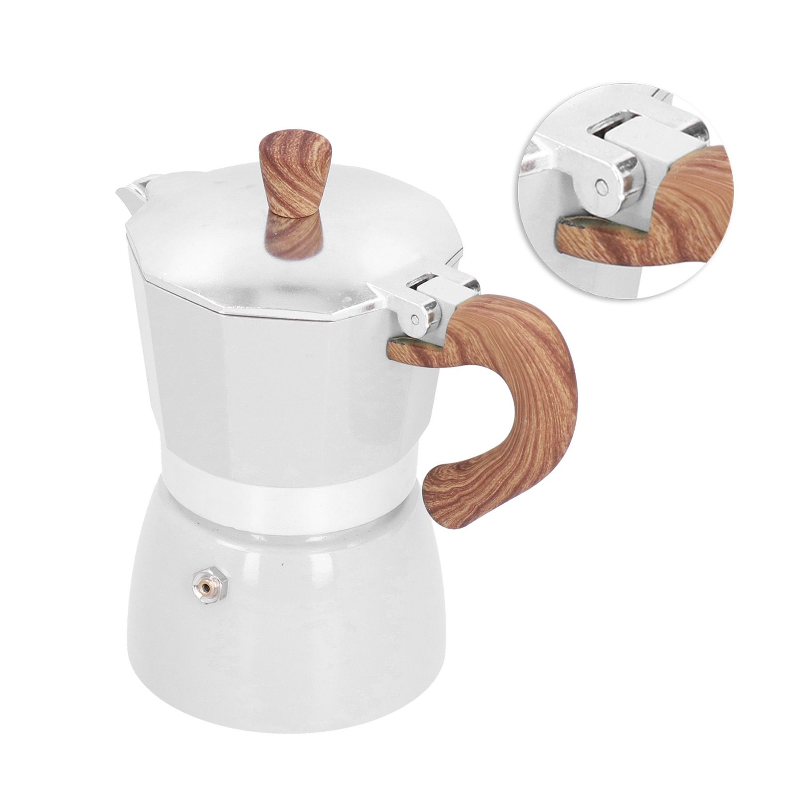 150ML Practical Aluminum Coffee Maker Octagonal Moka Coffee Pot for Home Office Kitchen ApplianceMilky White - Image 5
