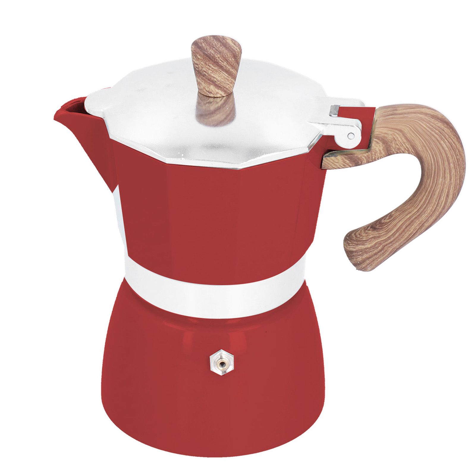 150ML Practical Aluminum Coffee Maker Octagonal Moka Coffee Pot for Home Office Kitchen ApplianceRed - Image 1