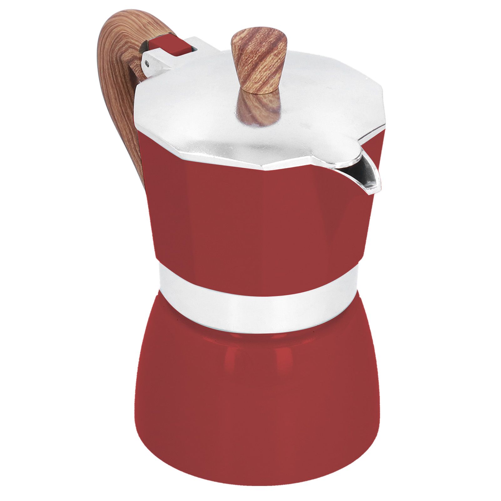 150ML Practical Aluminum Coffee Maker Octagonal Moka Coffee Pot for Home Office Kitchen ApplianceRed - Image 6