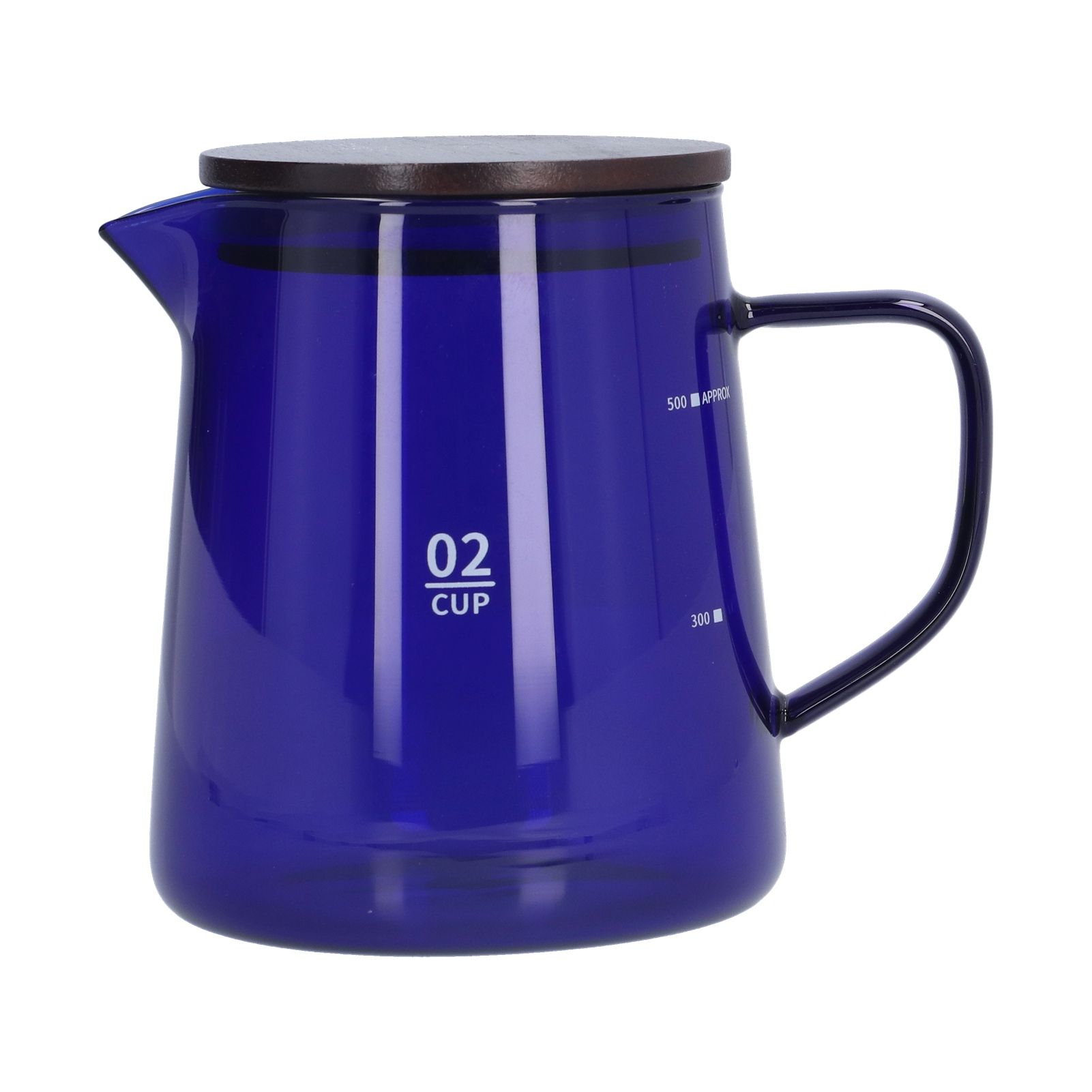 500ml Heat Resistant Coffee Server with Wooden Lid Household Tea Kettle for Home OfficeBlue - Image 1