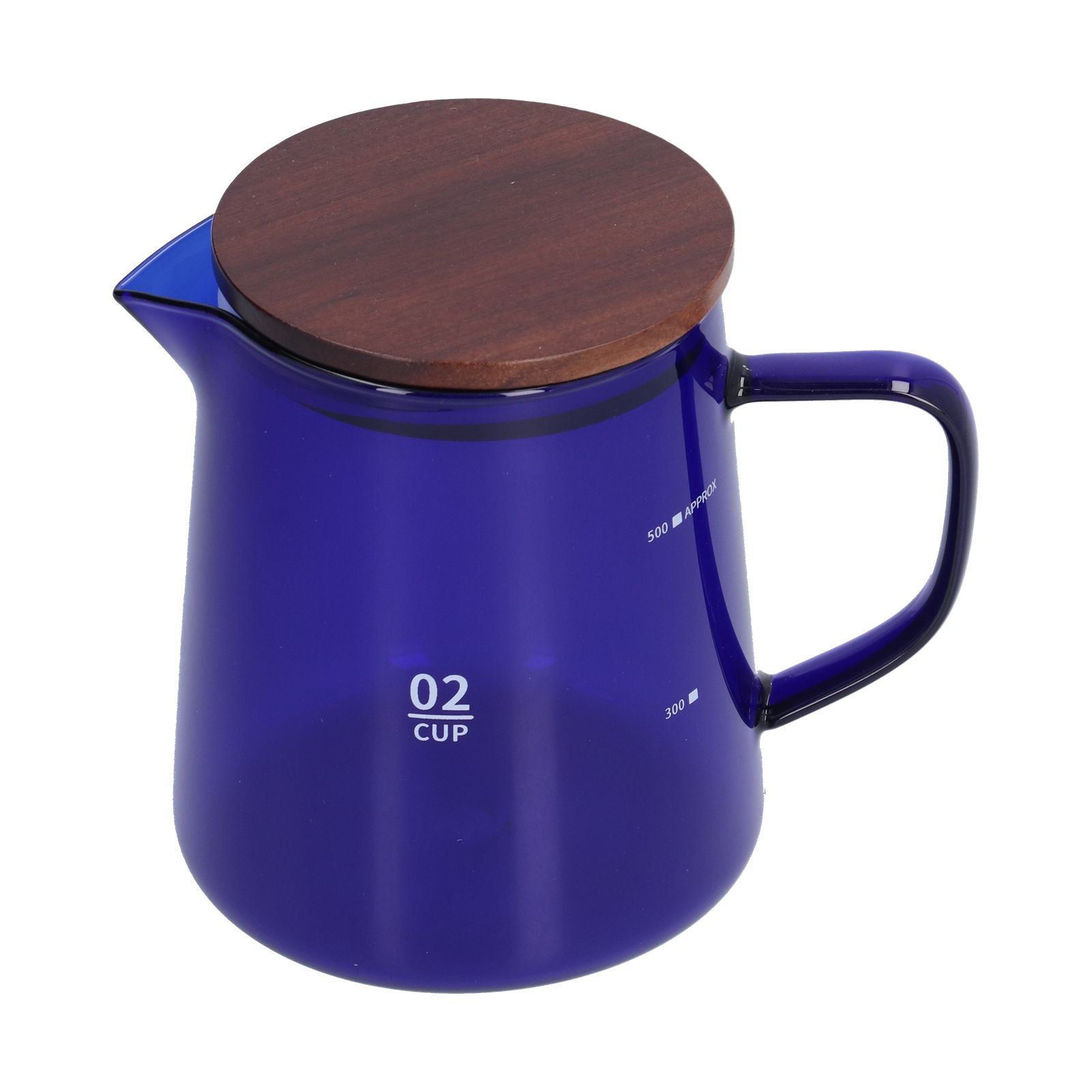 500ml Heat Resistant Coffee Server with Wooden Lid Household Tea Kettle for Home OfficeBlue - Image 2