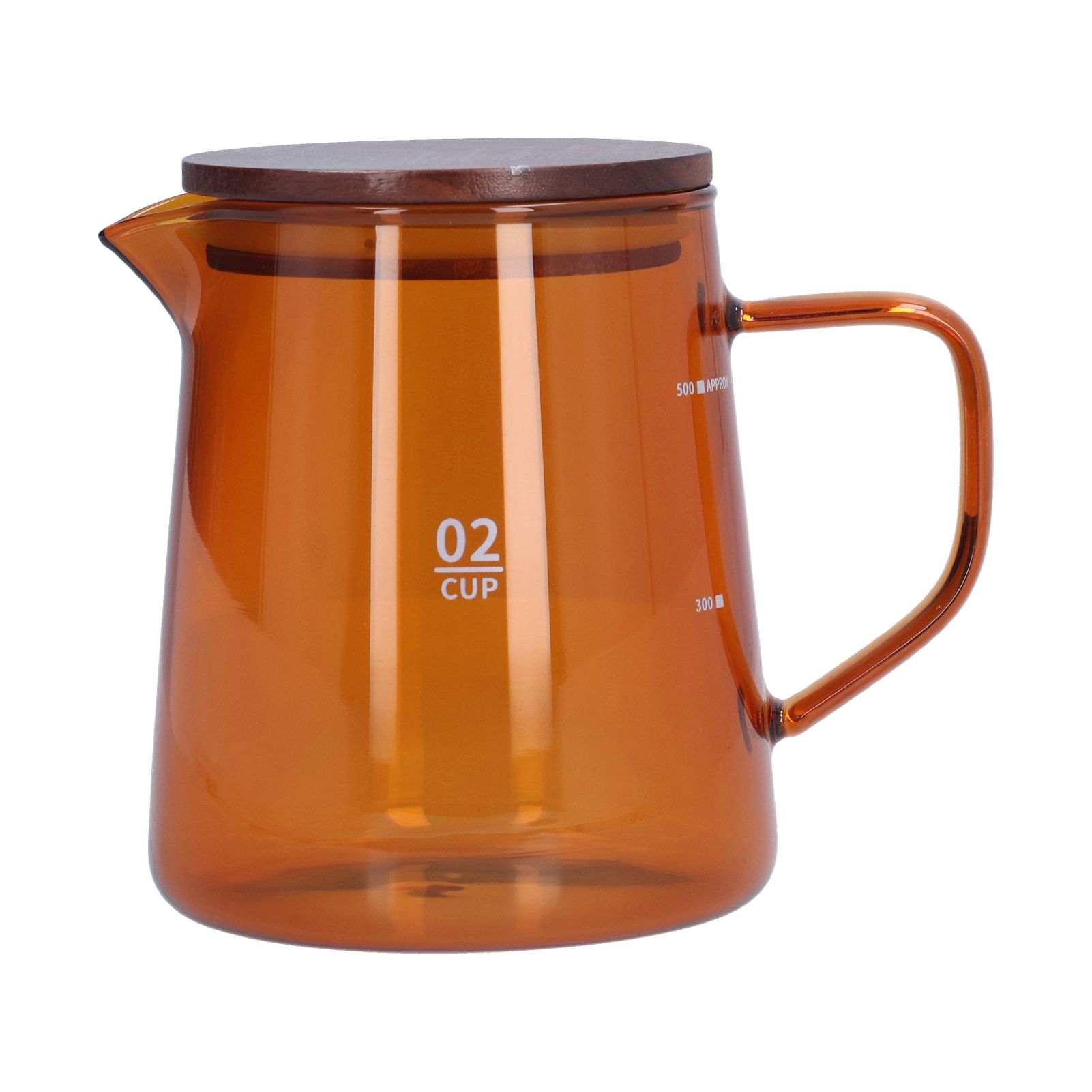 500ml Heat Resistant Coffee Server with Wooden Lid Household Tea Kettle for Home OfficeBrown - Image 1
