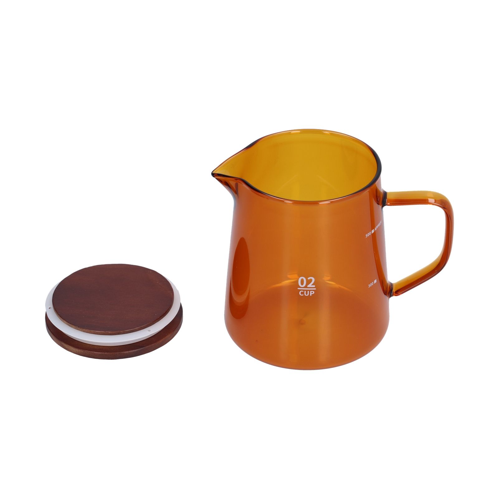 500ml Heat Resistant Coffee Server with Wooden Lid Household Tea Kettle for Home OfficeBrown - Image 2