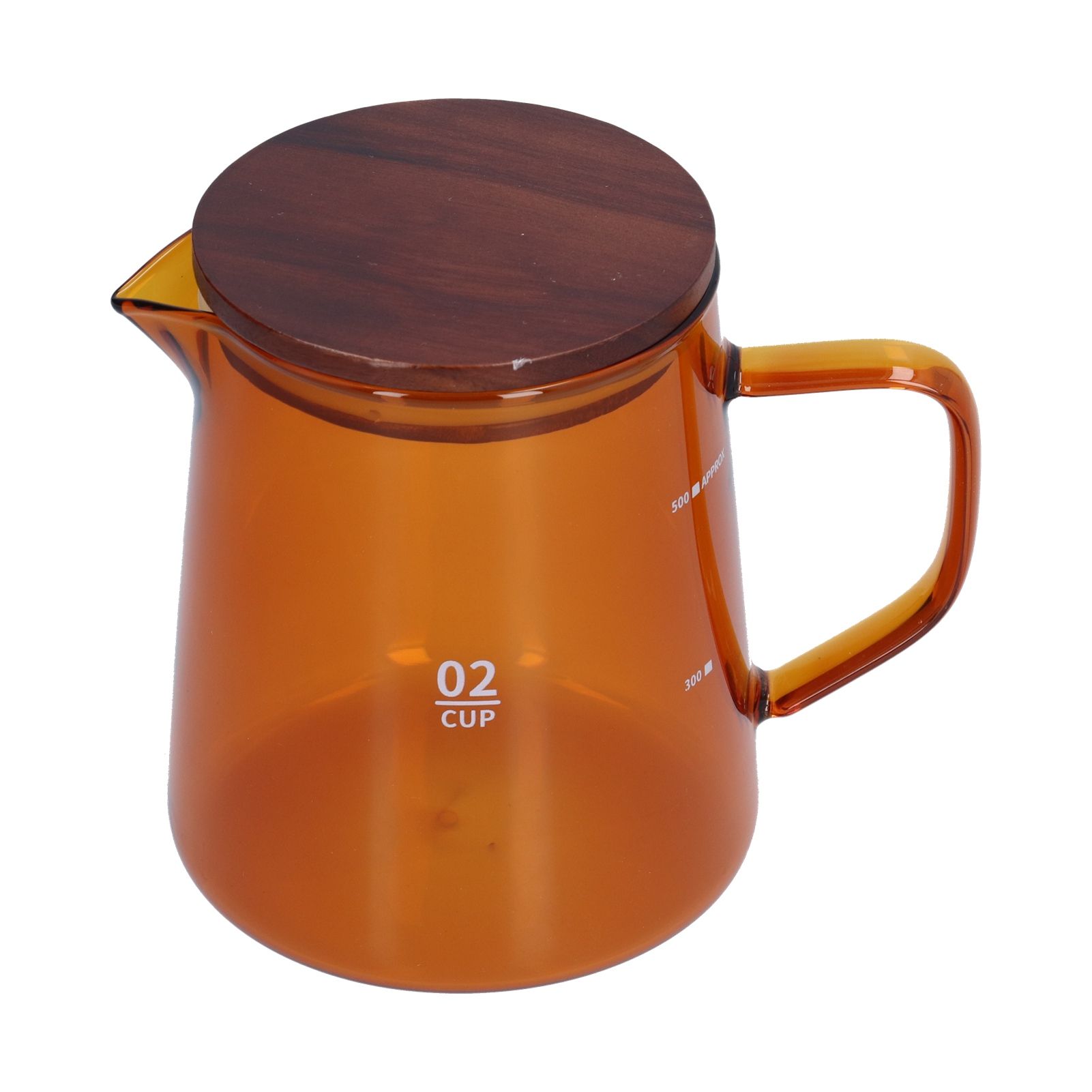 500ml Heat Resistant Coffee Server with Wooden Lid Household Tea Kettle for Home OfficeBrown - Image 3