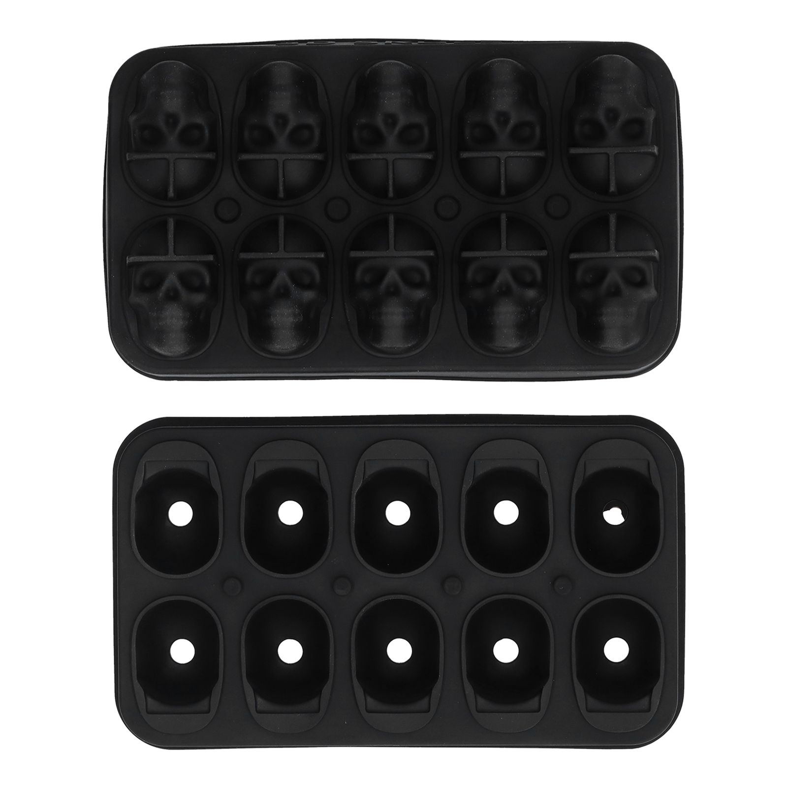 10 Grids Ice Cube Mold Silicone Black Professional Skull Ice Cube Mold for Halloween Home Bar - Image 1