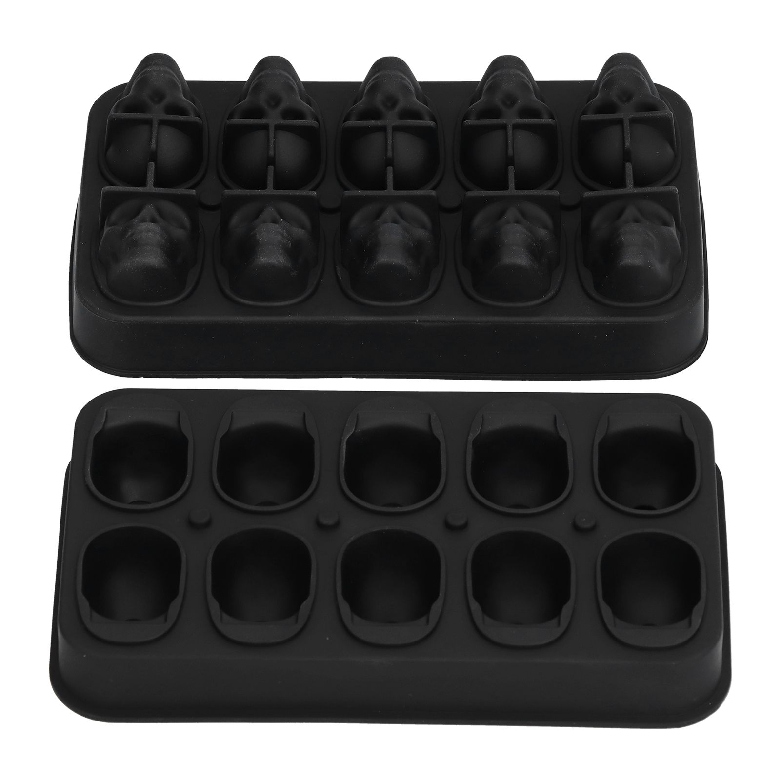 10 Grids Ice Cube Mold Silicone Black Professional Skull Ice Cube Mold for Halloween Home Bar - Image 5