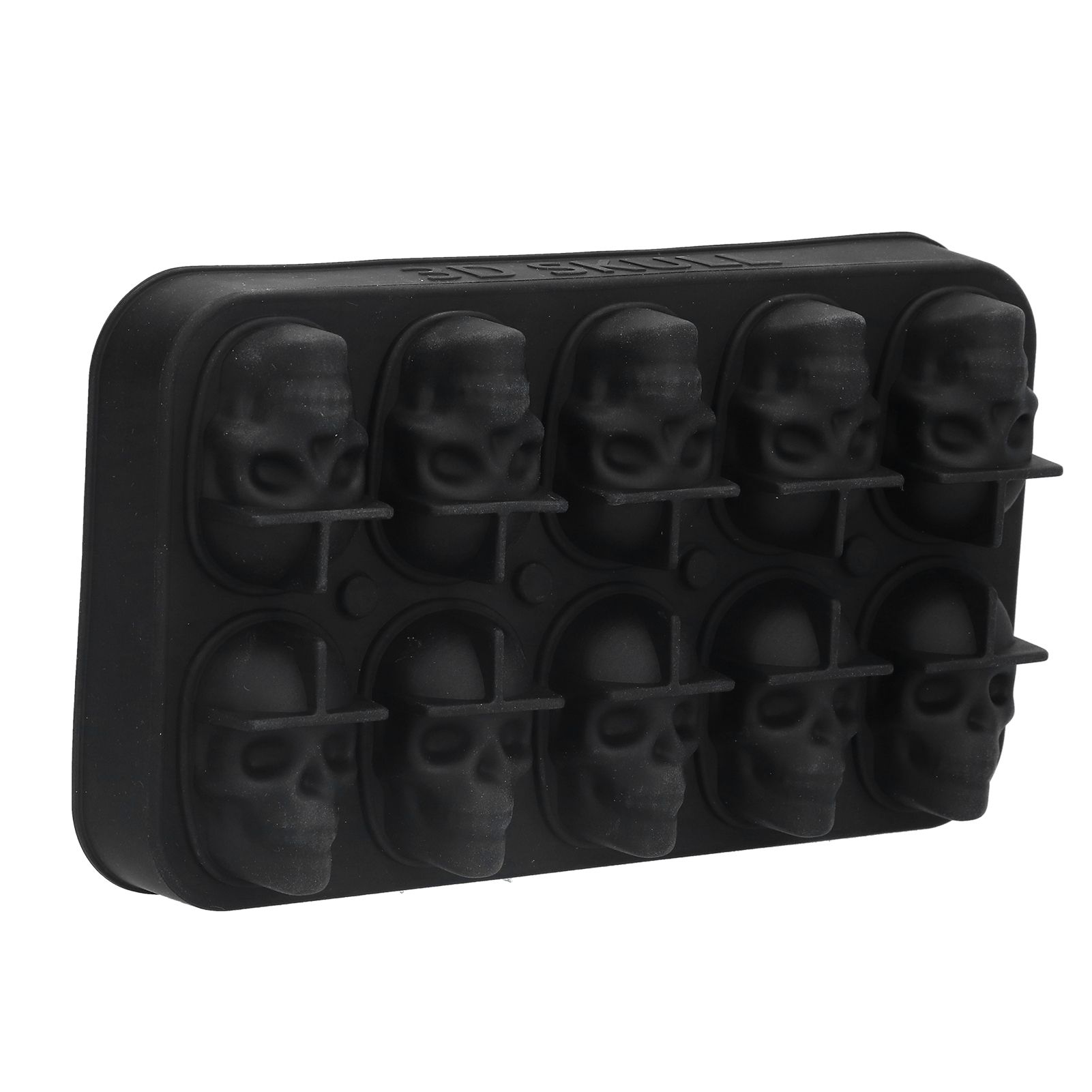 10 Grids Ice Cube Mold Silicone Black Professional Skull Ice Cube Mold for Halloween Home Bar - Image 6