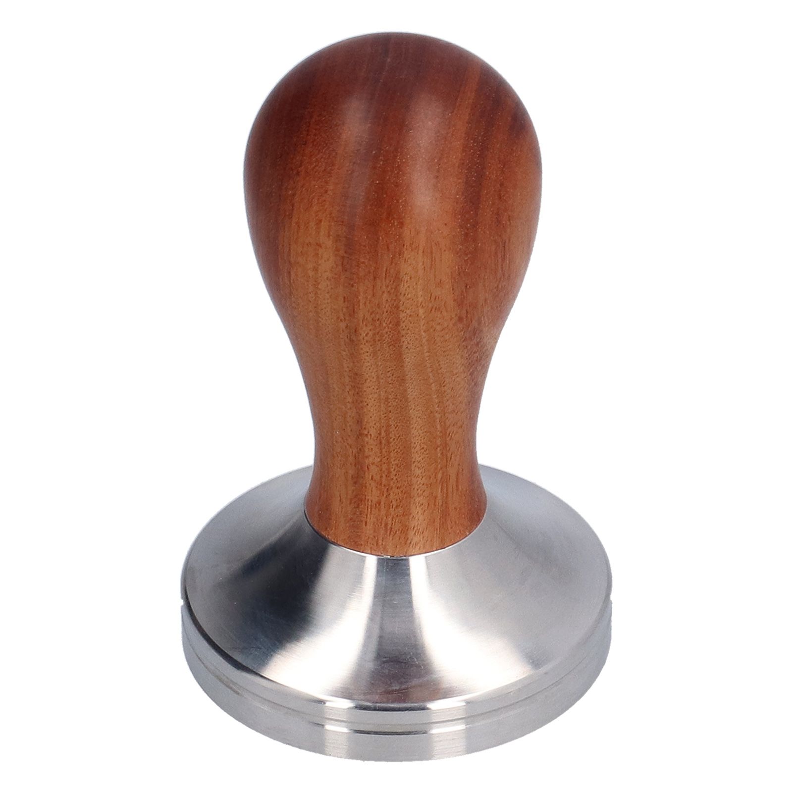58mm Flat Base Coffee Tamper Manual Stainless Steel Coffee Powder Pressing Hammer with Wood Handle - Image 1