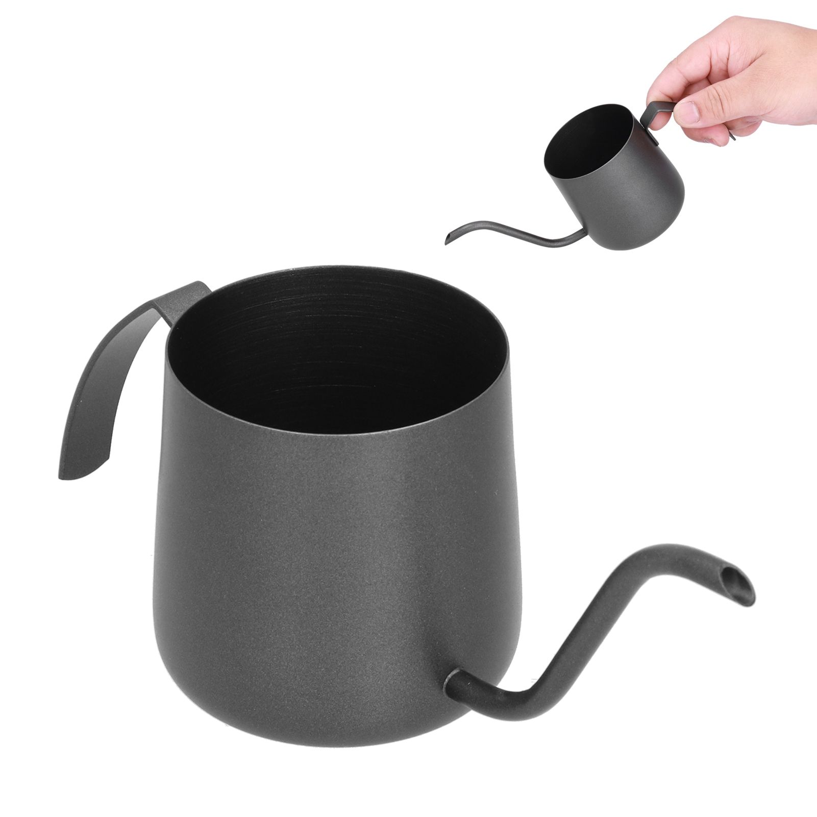 304 Stainless Steel PTFE Gooseneck Kettle with Inner Scale Pour Over Coffee Pot for Home250ml Black - Image 8