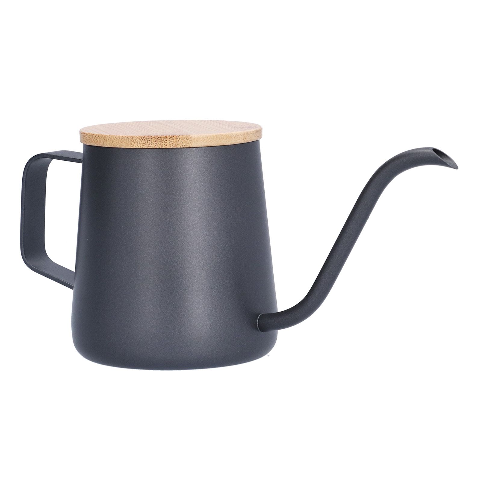 350ml Stainless Steel Coffee Pot Long Narrow Spout Manual Coffee Making Kettle with Bamboo Lid - Image 1