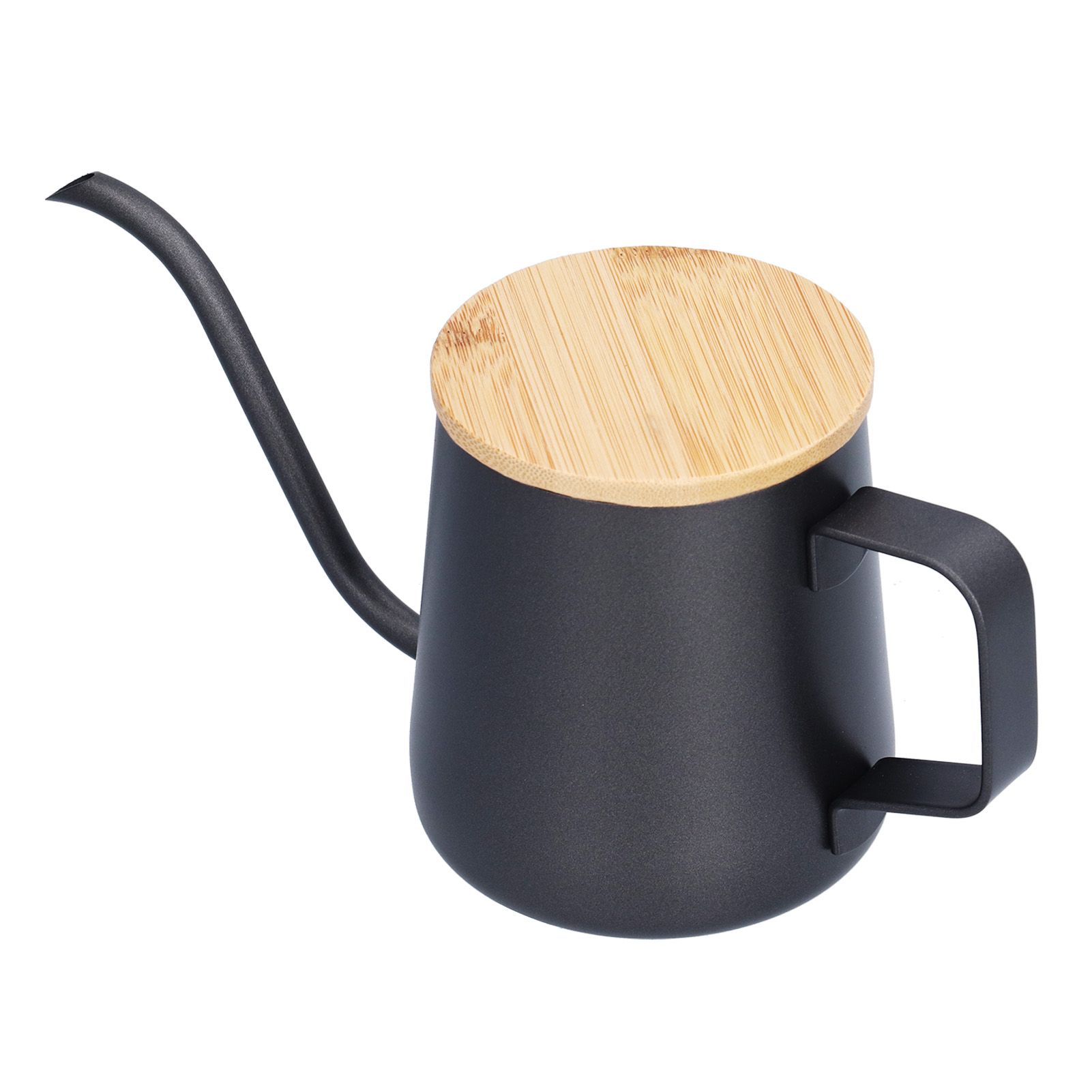 350ml Stainless Steel Coffee Pot Long Narrow Spout Manual Coffee Making Kettle with Bamboo Lid - Image 4