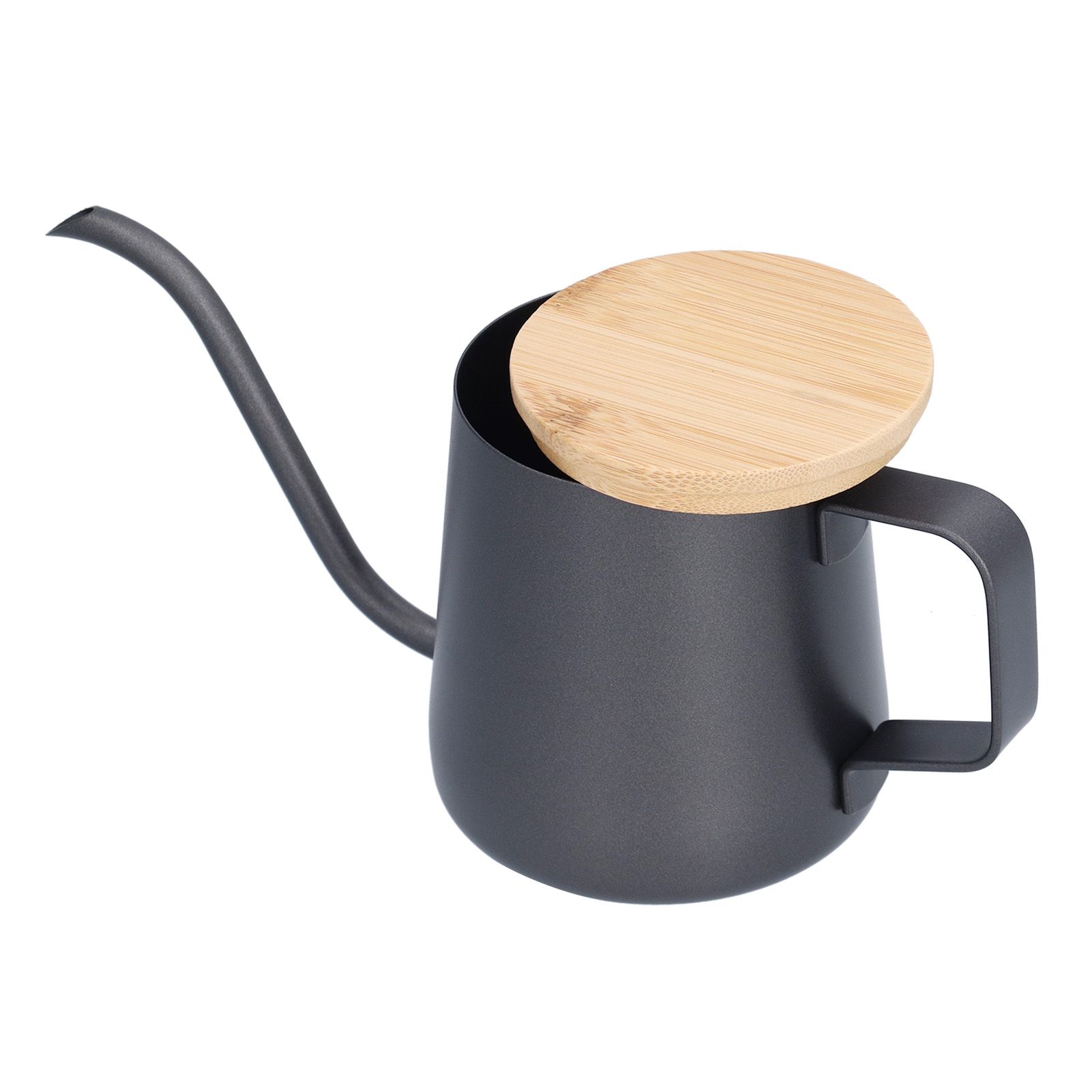 350ml Stainless Steel Coffee Pot Long Narrow Spout Manual Coffee Making Kettle with Bamboo Lid - Image 7