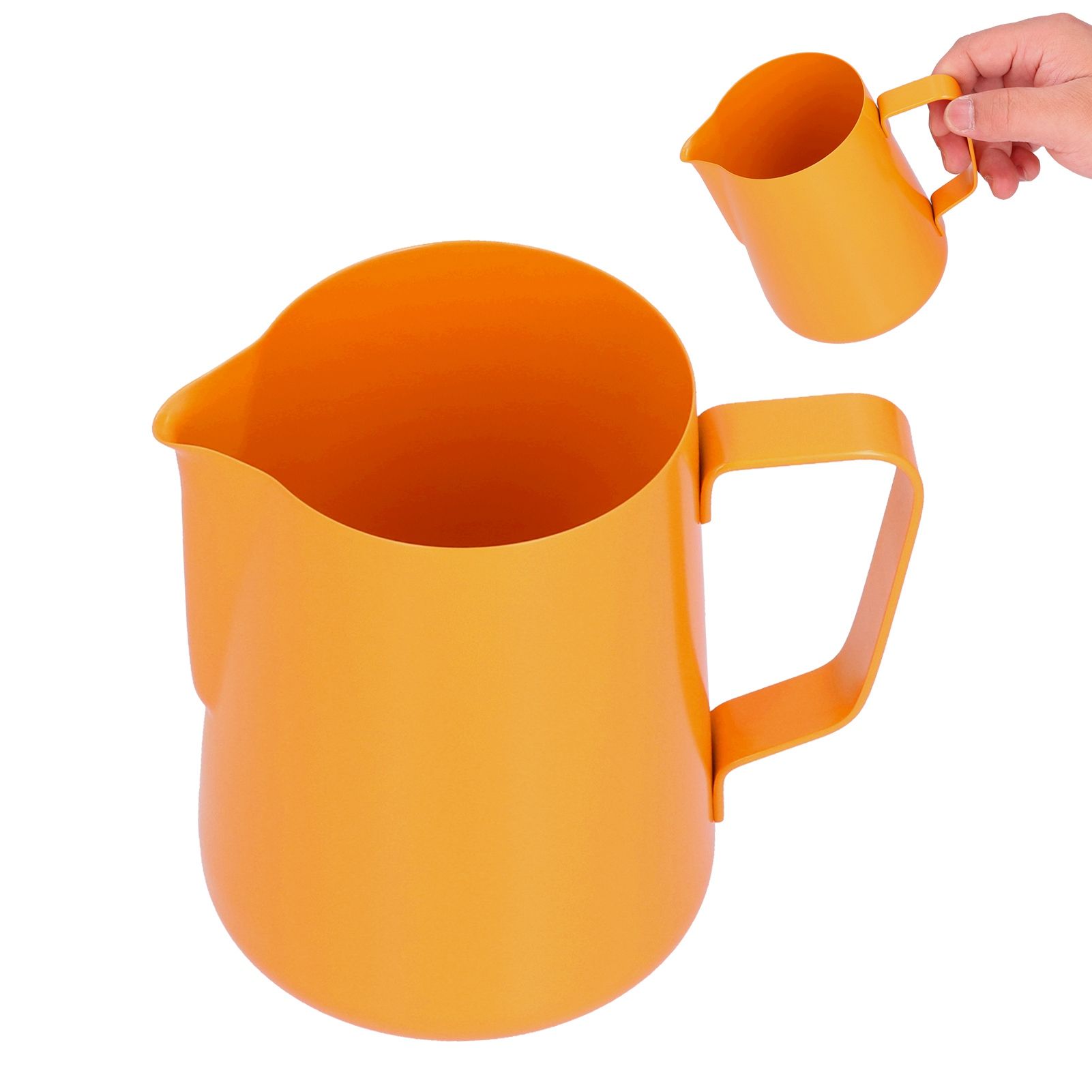 600ml Stainless Steel Frothing Pitcher Milk Coffee Frothing Jug with Pointed Spout for HomeOrange - Image 8