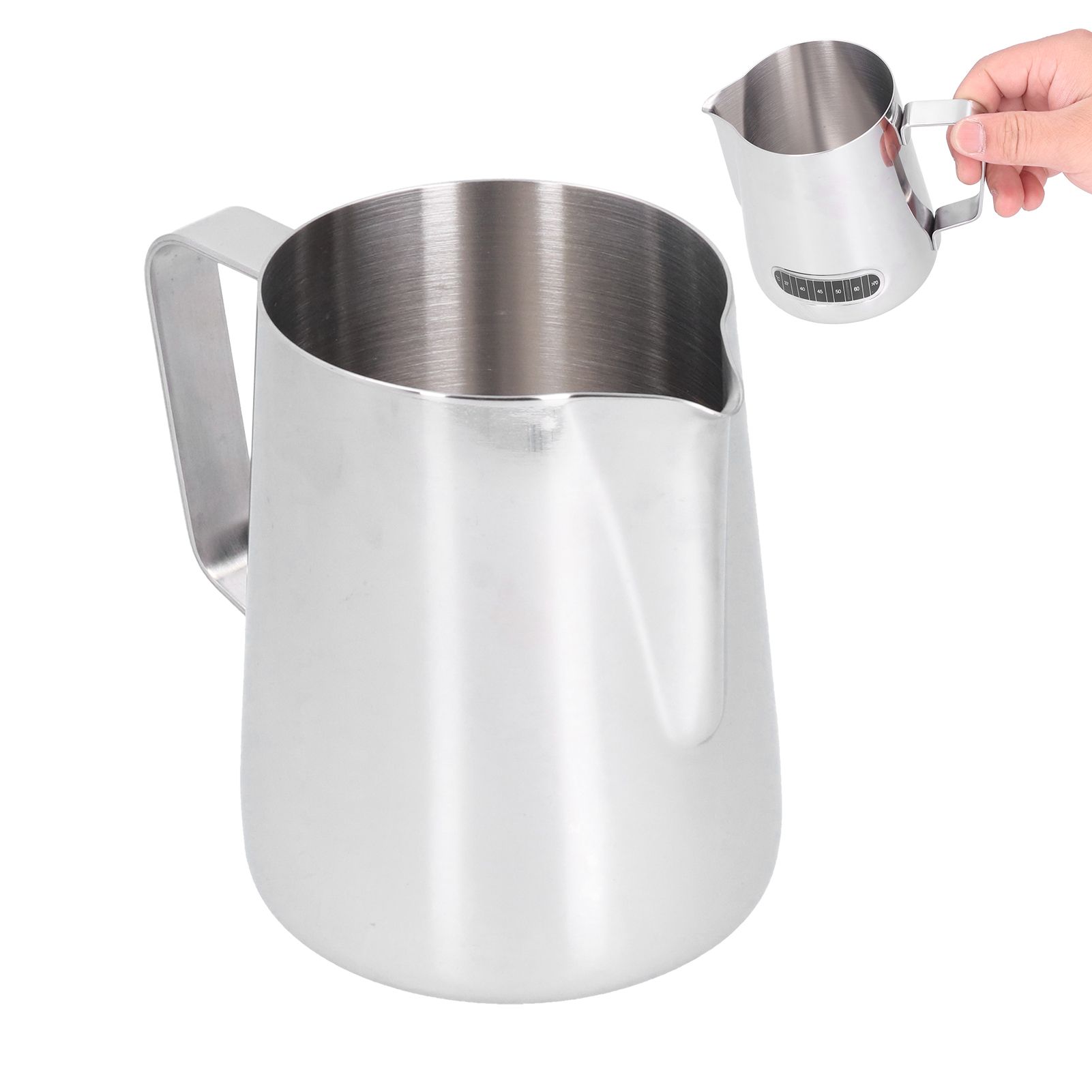 600ml Stainless Steel Frothing Cup Milk Coffee Frothing Pitcher with Thermometer Sticker - Image 8