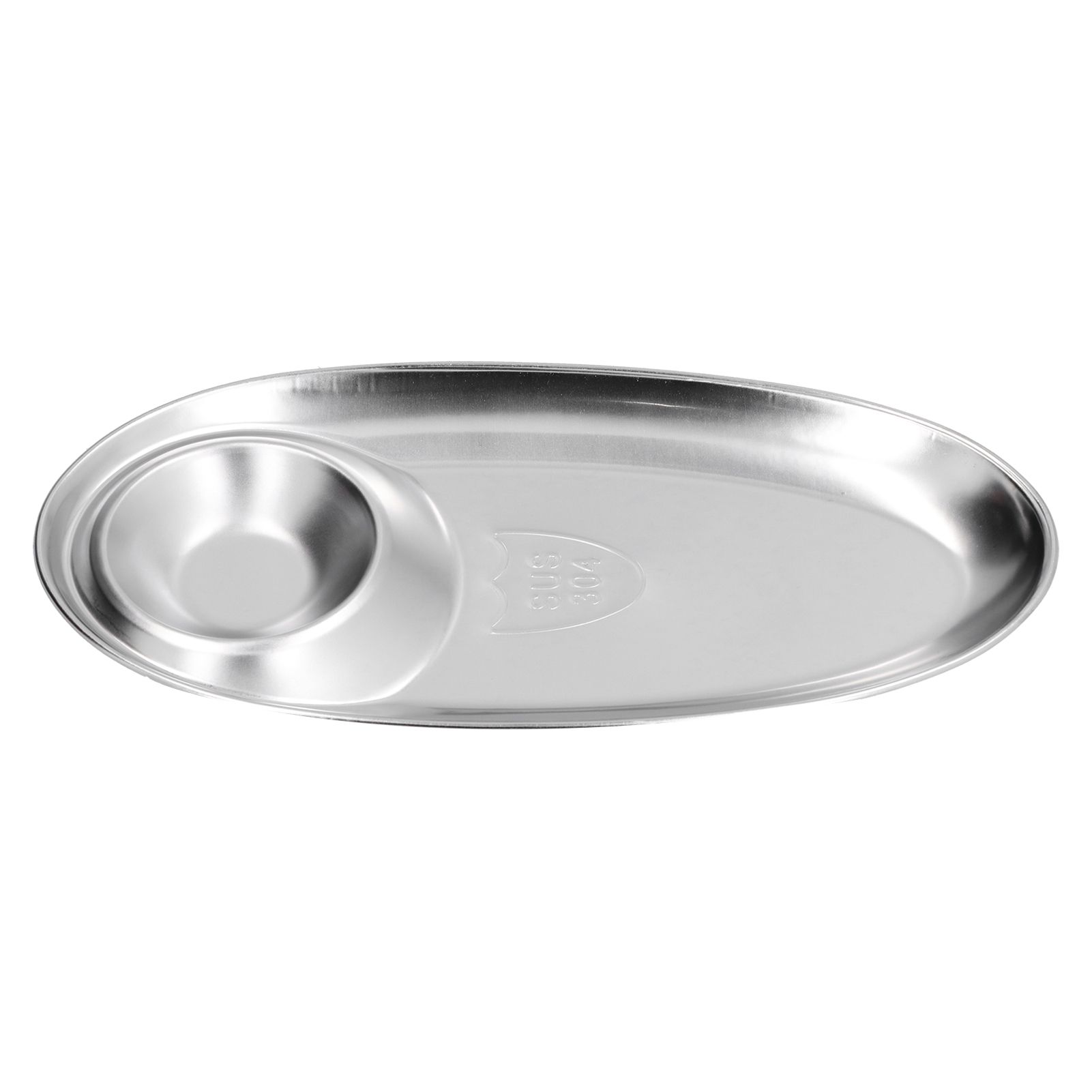 304 Stainless Steel Snack Plate Silver Oval Divided Spice Dish for Home Outdoor CampingL - Image 1