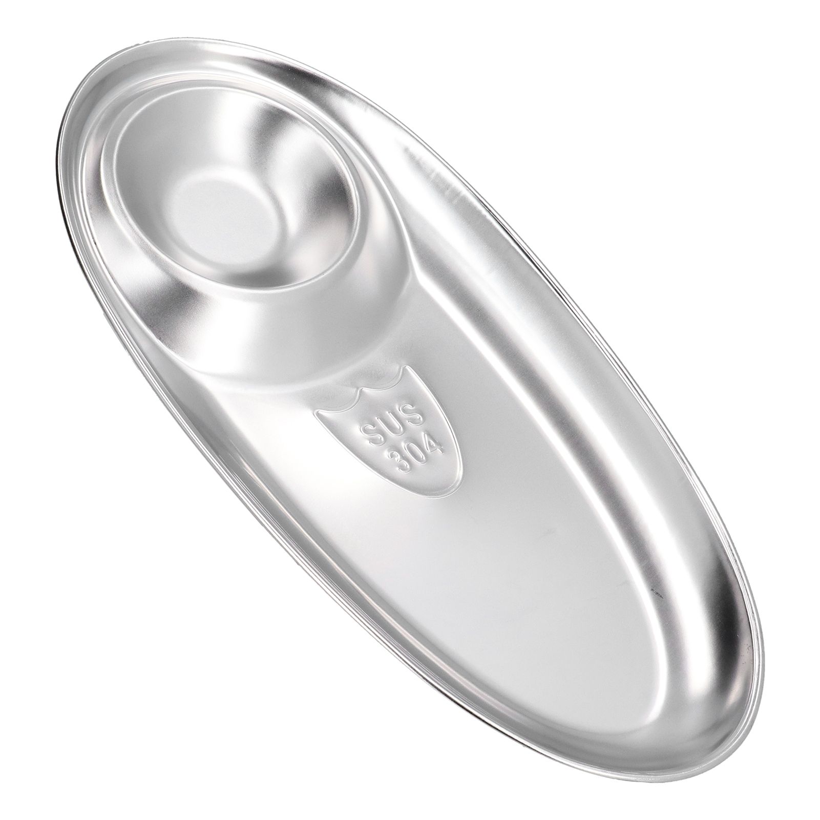 304 Stainless Steel Snack Plate Silver Oval Divided Spice Dish for Home Outdoor CampingL - Image 2