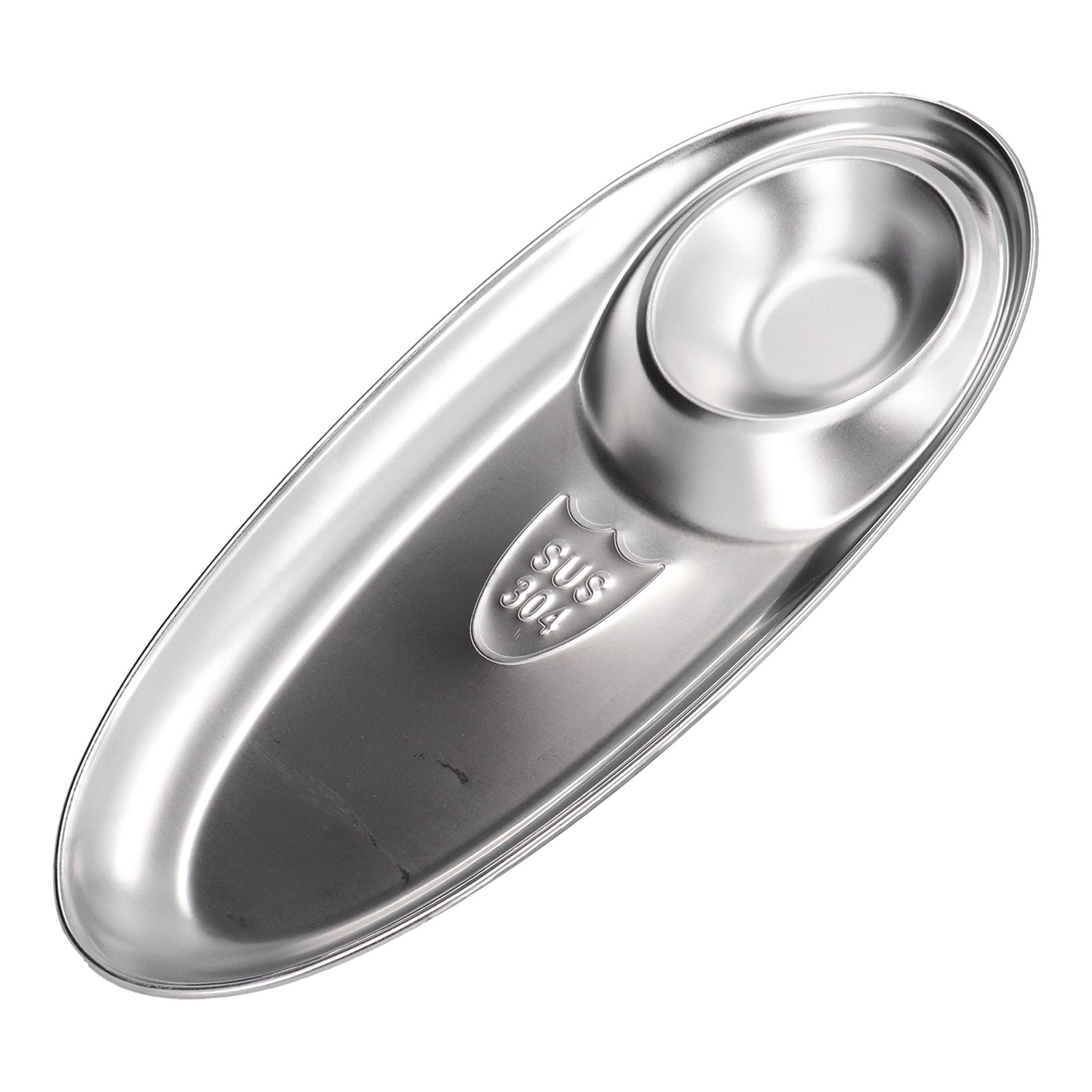 304 Stainless Steel Snack Plate Silver Oval Divided Spice Dish for Home Outdoor CampingL - Image 4