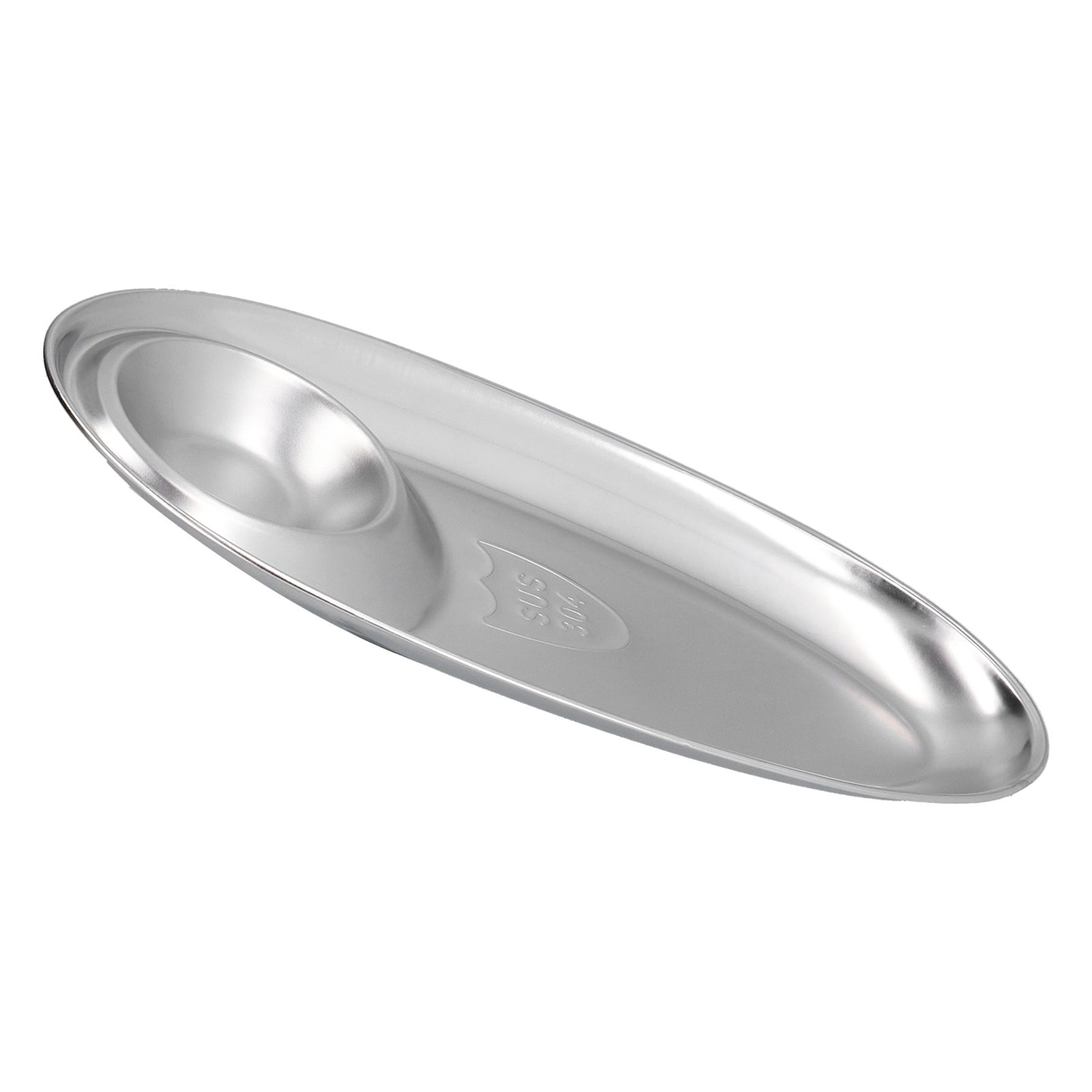 304 Stainless Steel Snack Plate Silver Oval Divided Spice Dish for Home Outdoor CampingL - Image 6