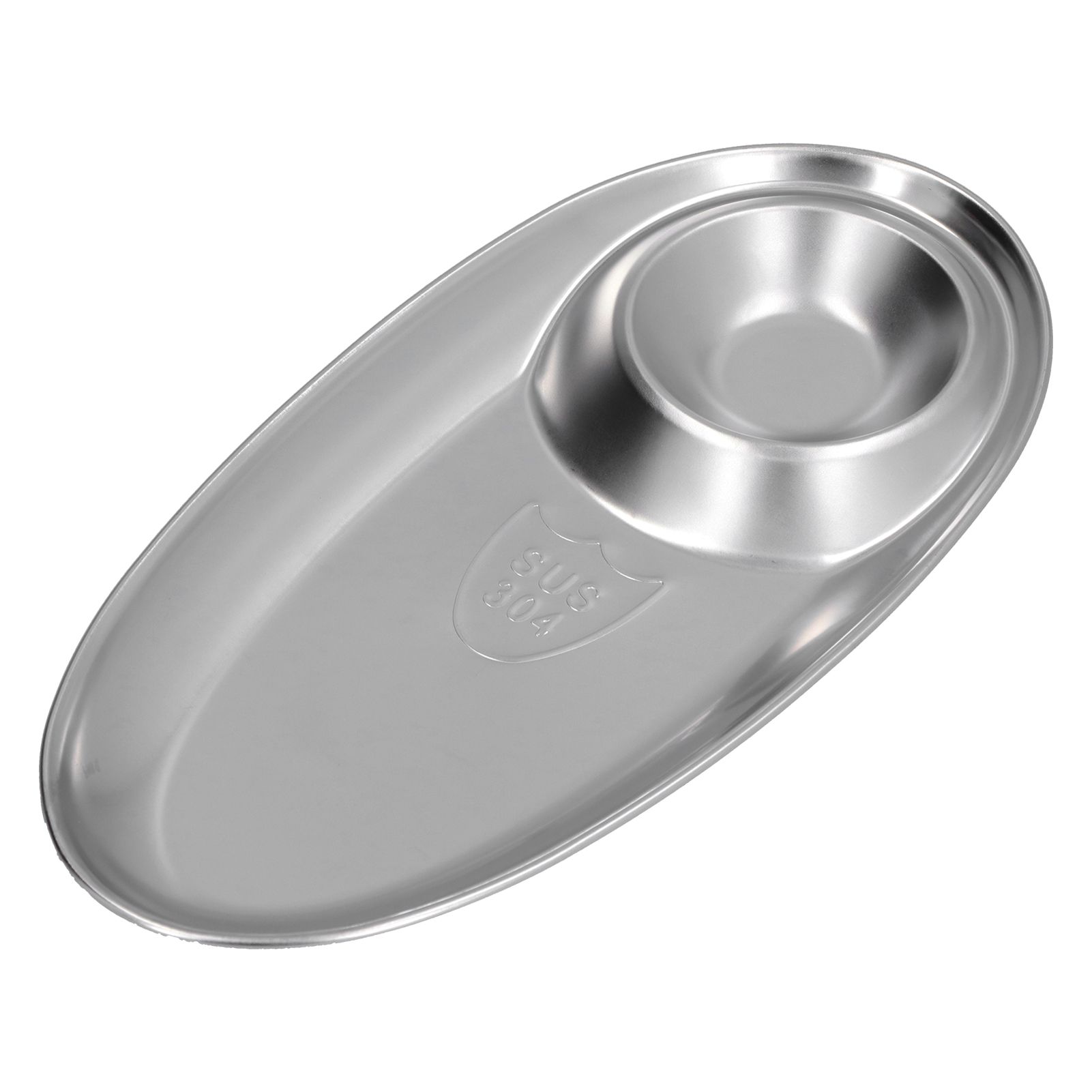 304 Stainless Steel Snack Plate Silver Oval Divided Spice Dish for Home Outdoor CampingS - Image 3