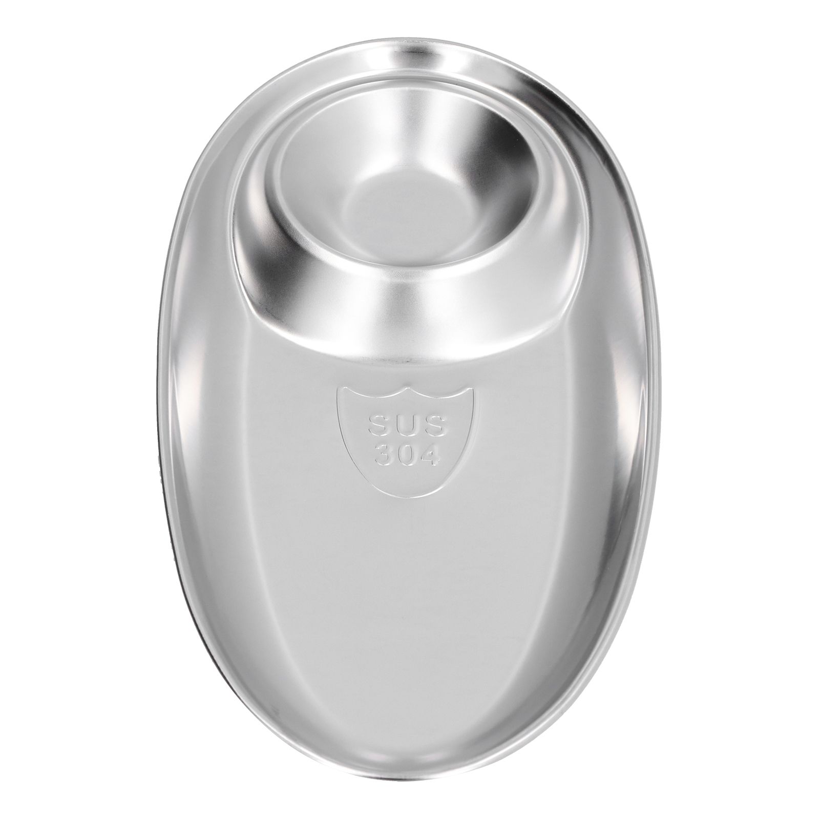 304 Stainless Steel Snack Plate Silver Oval Divided Spice Dish for Home Outdoor CampingS - Image 5