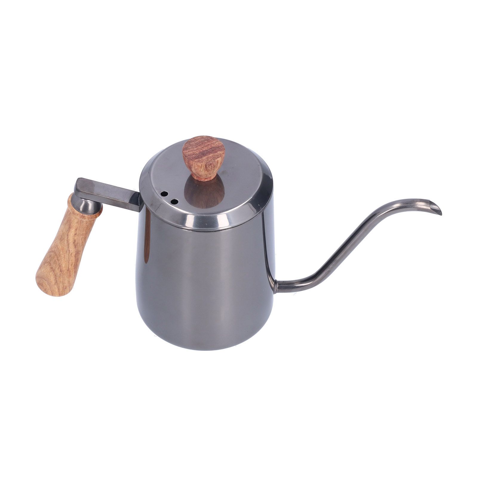 600ml Stainless Steel Manual Coffee Pot Long Narrow Spout Pour Over Kettle with Wooden HandleGray - Image 4