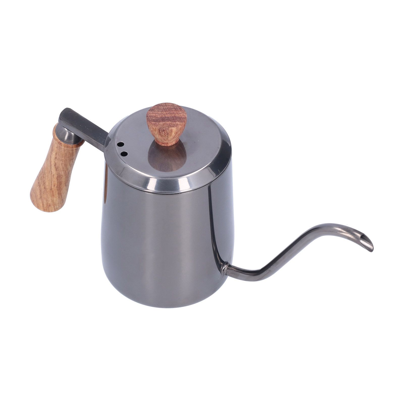 600ml Stainless Steel Manual Coffee Pot Long Narrow Spout Pour Over Kettle with Wooden HandleGray - Image 5