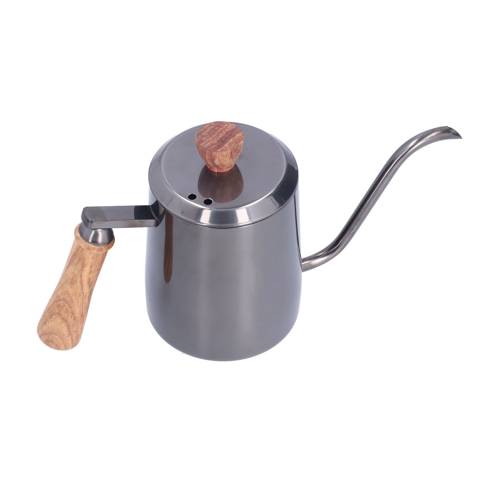 600ml Stainless Steel Manual Coffee Pot Long Narrow Spout Pour Over Kettle with Wooden HandleGray - Image 6